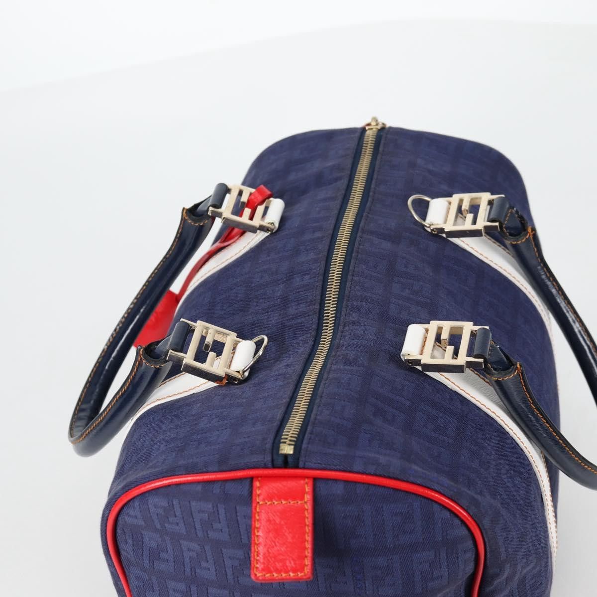 Fendi FENDI Zucchino Canvas Boston Bag Navy Gold Size ONE SIZE - 6 Thumbnail