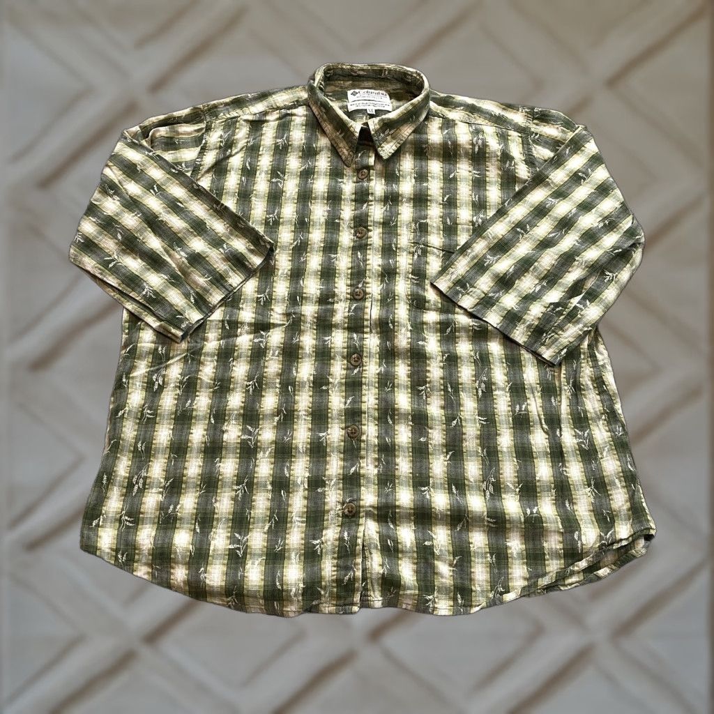 Vintage Columbia Button-Up Shirt Mens XL Green Plaid 3/4 Sleeve Collared Casual Knit Cotton Size US XL / EU 56 / 4 - 1 Thumbnail