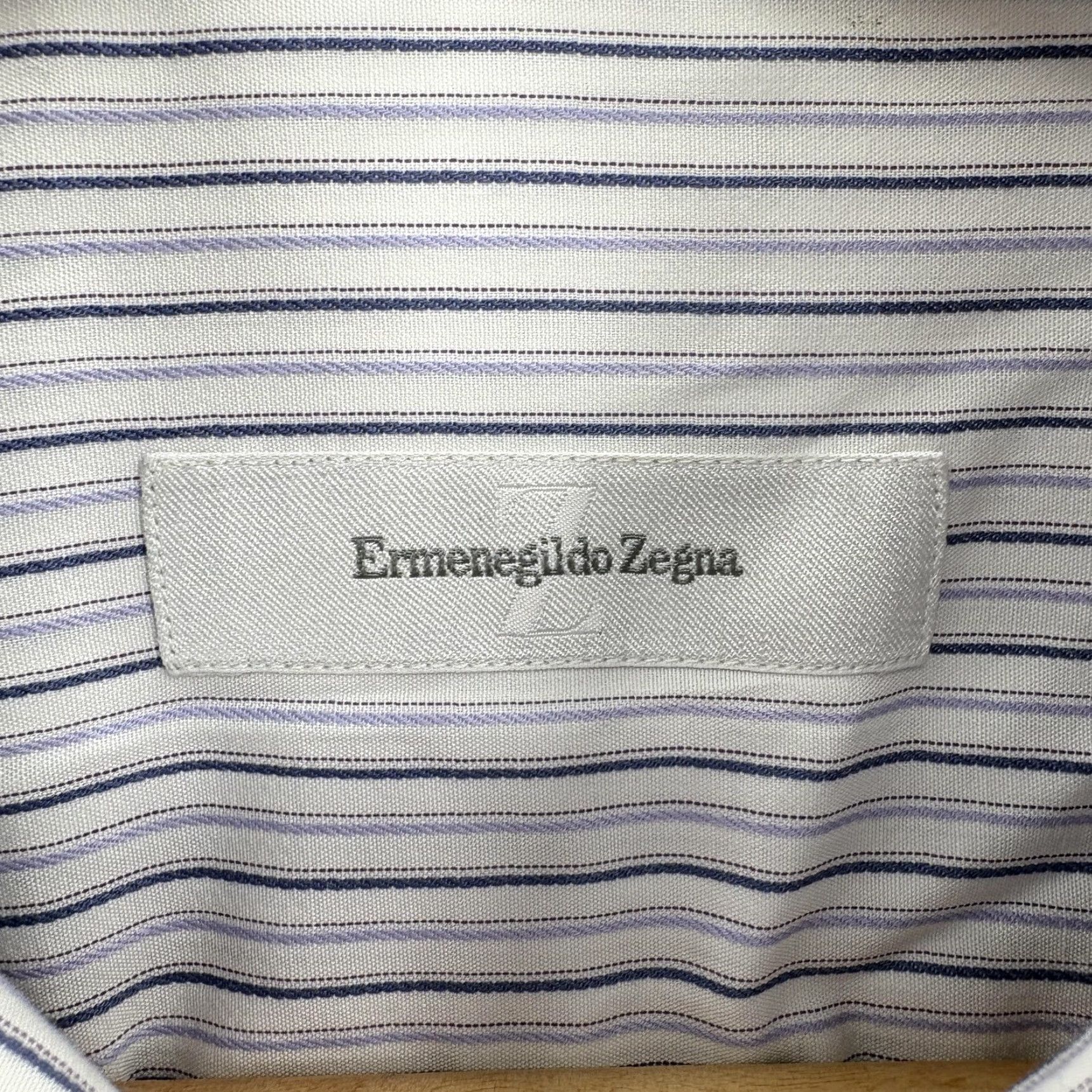 Ermenegildo Zegna VINTAGE Ermenegildo Zegna Dress Shirt Mens 16 White Striped Spread Collar Long Sleeve Size 42R - 4 Thumbnail