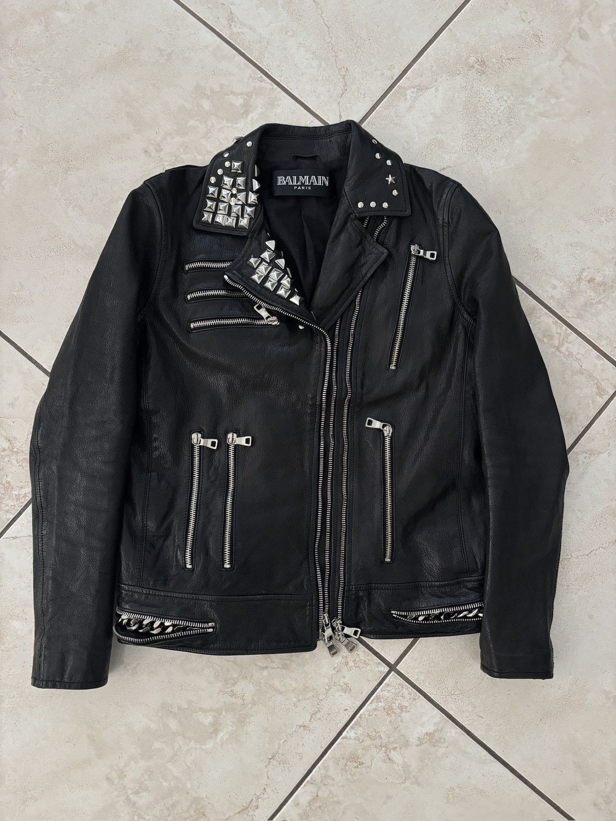 Balmain SS11 Balmain Studded Chain Leather Biker Jacket Decarnin Era Size US XS / EU 42 / 0 - 1 Thumbnail