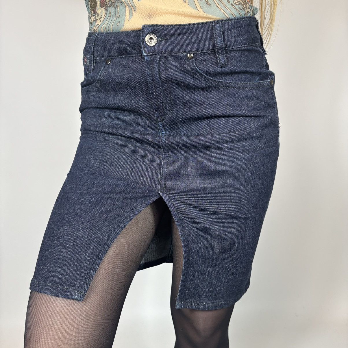 Diesel Vintage Y2K Diesel Japanese Style Casual Denim Midi Skirt Size 24" / US 00 / IT 34 - 3 Thumbnail