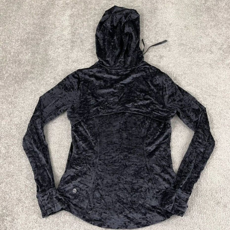 Lululemon LULULEMON Hoodie Womens Size 10 Black Crushed Velvet Full Zip Define Jacket Gym Training Size L / US 10 / IT 46 - 2 Thumbnail