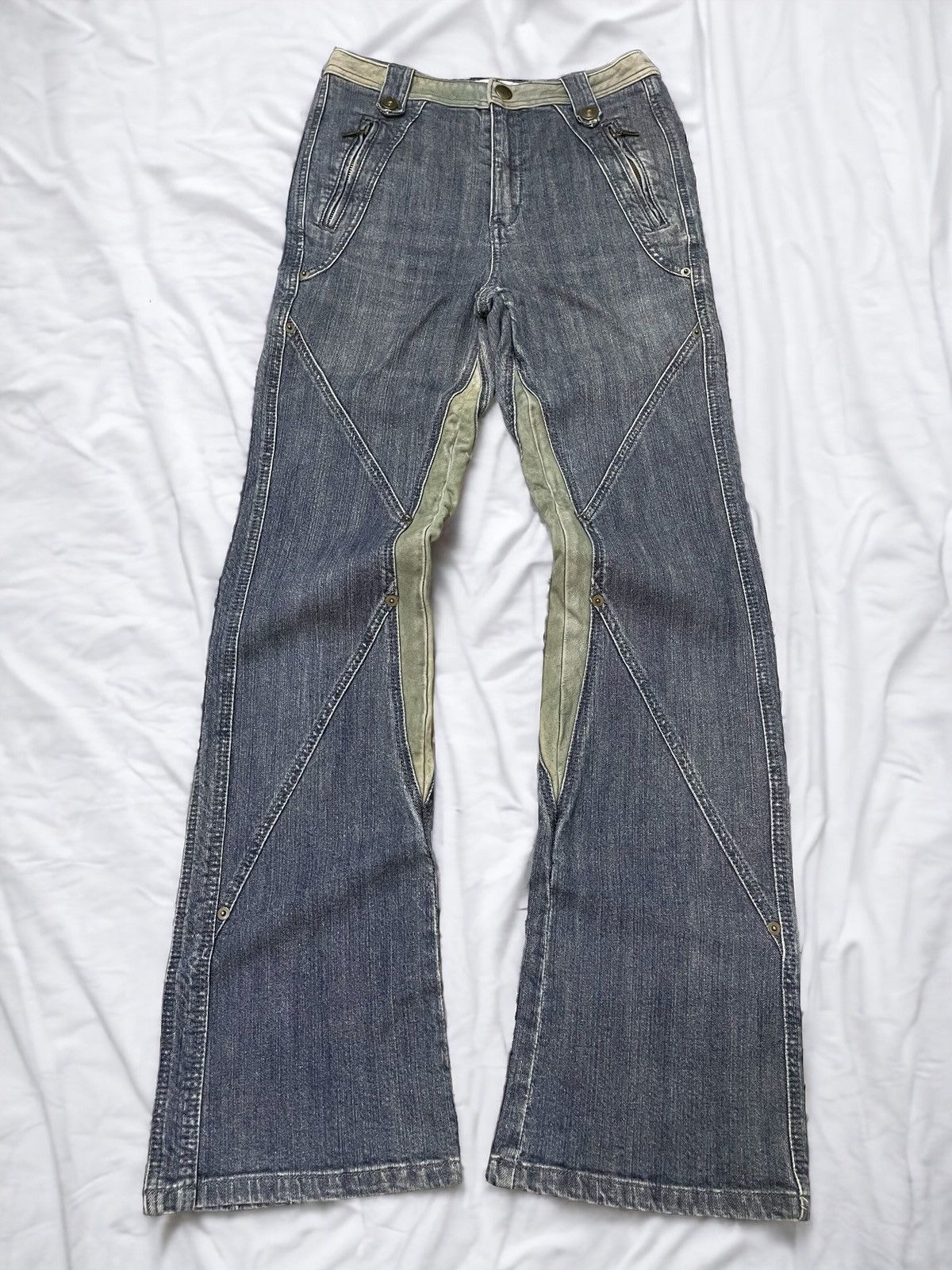 Hysteric Glamour × In The Attic × semanticdesign Studio Picone Asymmetrical Hybrid Flared Jeans Size US 28 / EU 44 - 1 Thumbnail