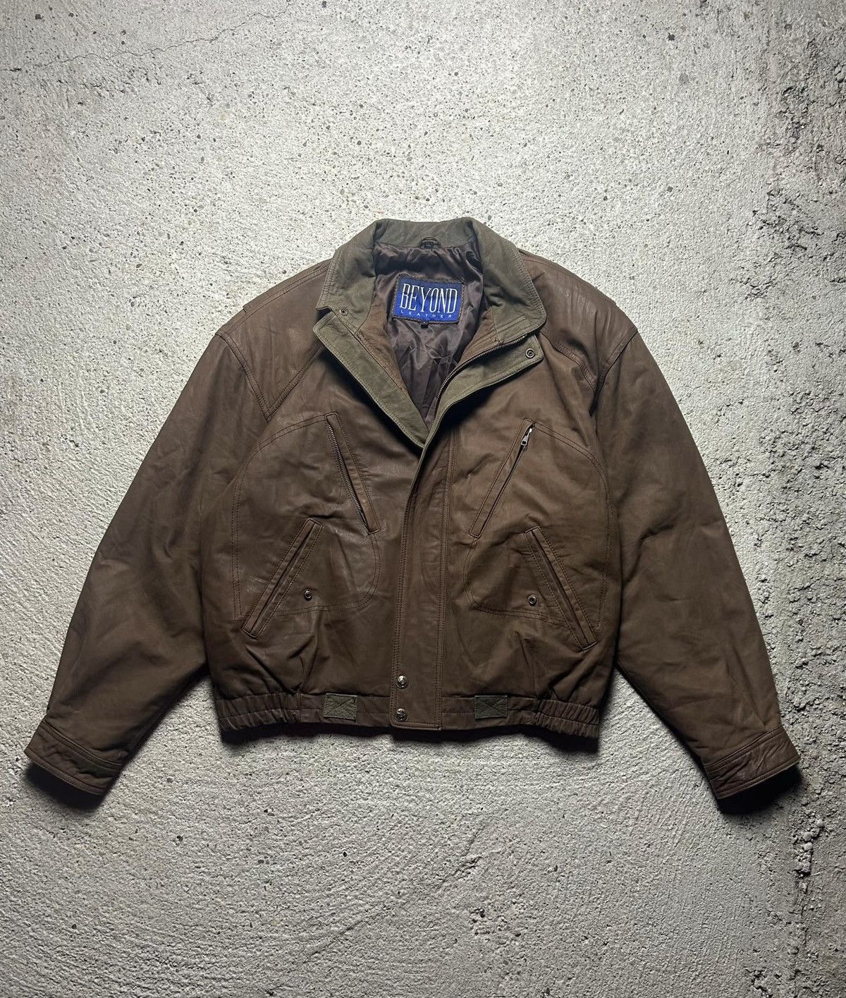 Vintage Brown leather jacket baggy swag vintage rare Size US L / EU 52-54 / 3 - 1 Thumbnail