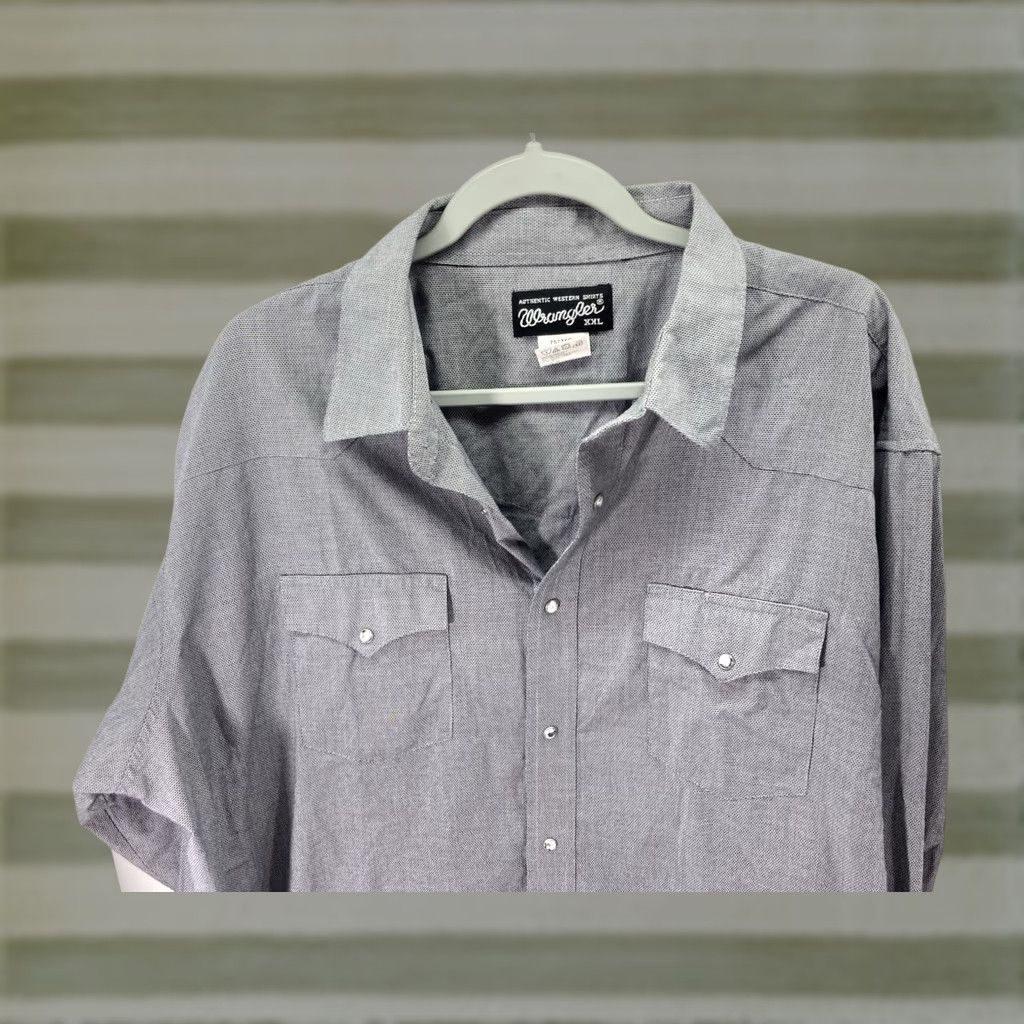 Wrangler Wrangler Shirt Men 2XL Pearl Snap Long Sleeve Gray Western Rodeo Button-Up Mens Size US XXL / EU 58 / 5 - 1 Thumbnail
