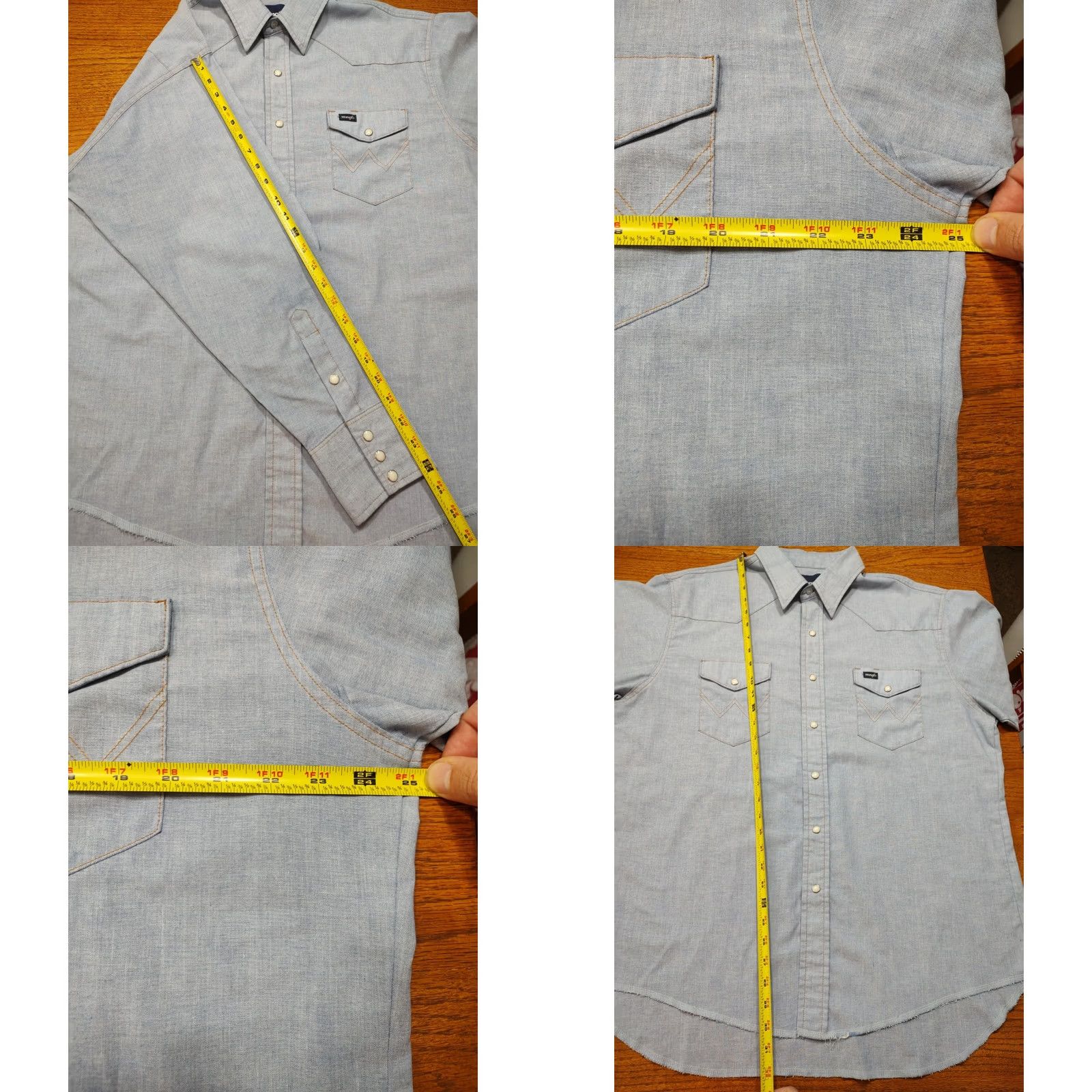 Wrangler VINTAGE Wrangler Chambray Western Shirt Mens 17.5 X 35 Pearl Snap American Flag USA Size US XXL / EU 58 / 5 - 8 Thumbnail