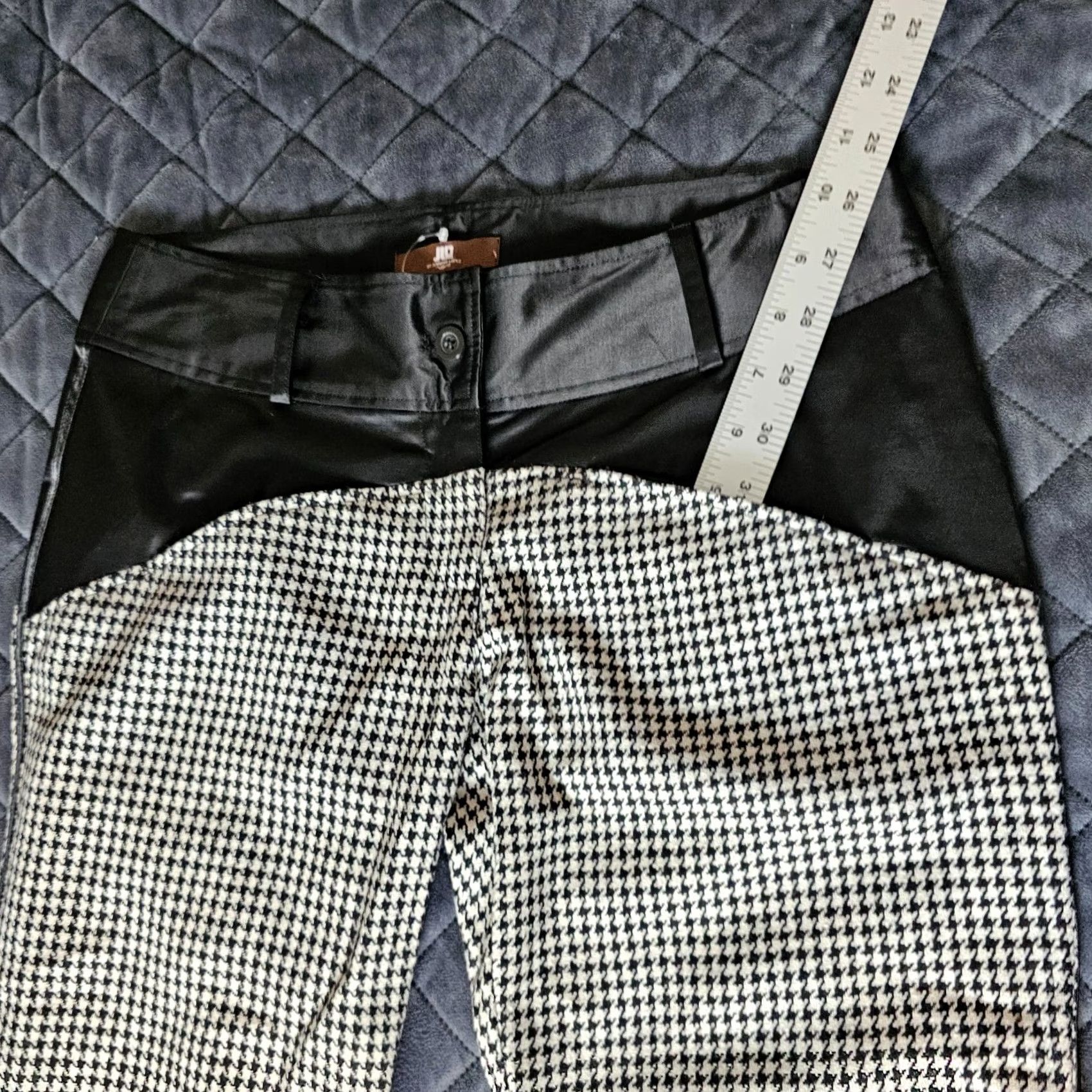 Vintage Jennifer Lopez Pants Black Zipper Leg 32" Inseam Proto Fashion Houndstooth Size 25" / US 0 / IT 36 - 6 Thumbnail