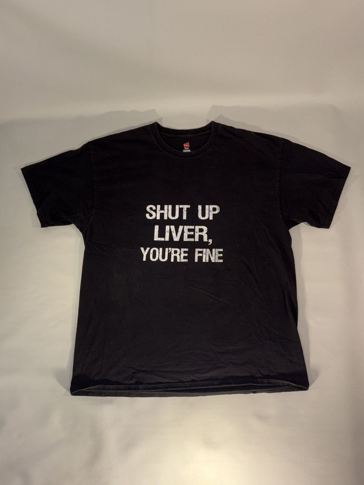 Vintage Y2K Humor Shut Up Liver You're Fine Drunk Meme Black T-Shirt Size US XXL / EU 58 / 5 - 1 Thumbnail