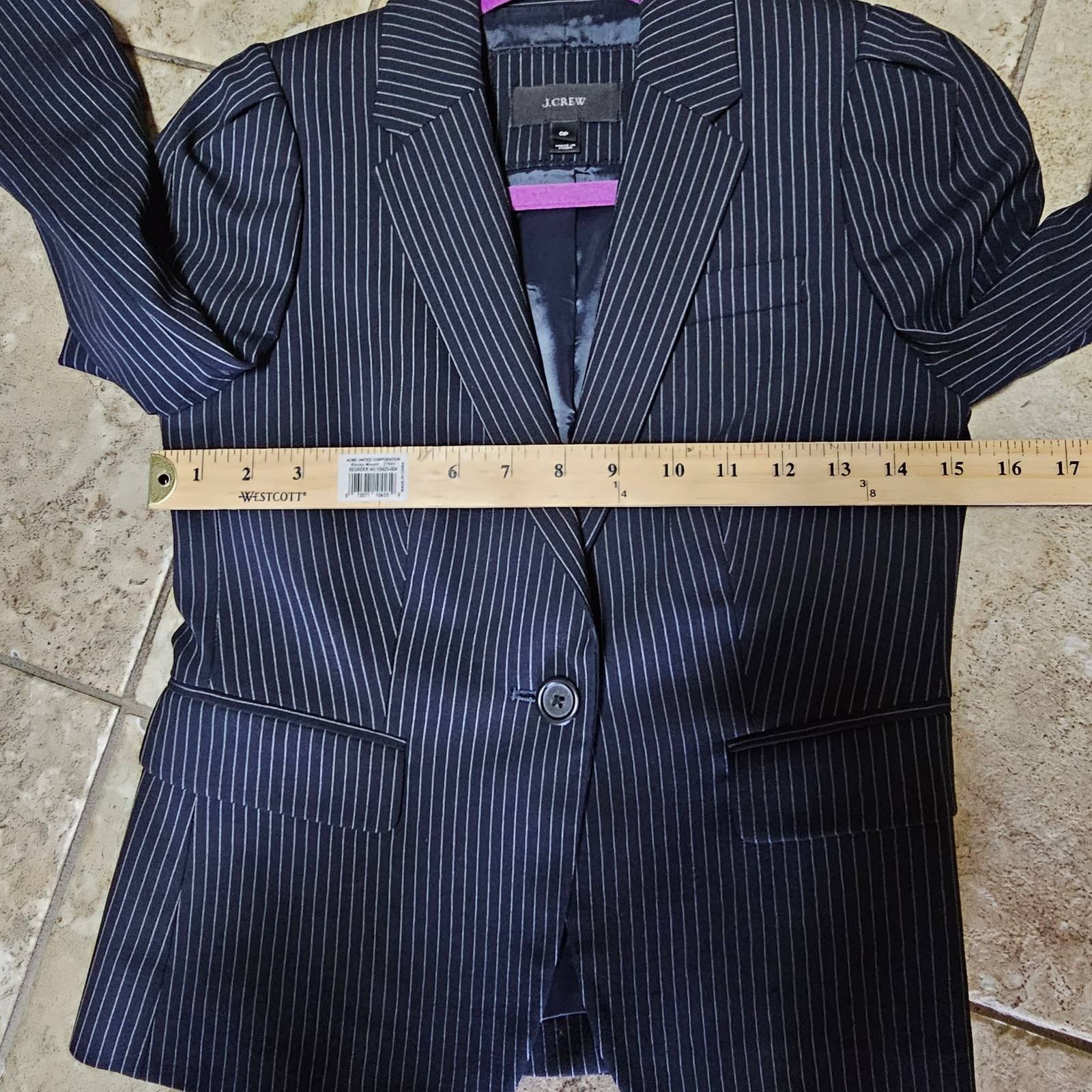 J.Crew JCrew Puff Sleeve Pin Stripe Short Wool Lined Blazer Size 0P Size XS / US 0-2 / IT 36-38 - 8 Thumbnail