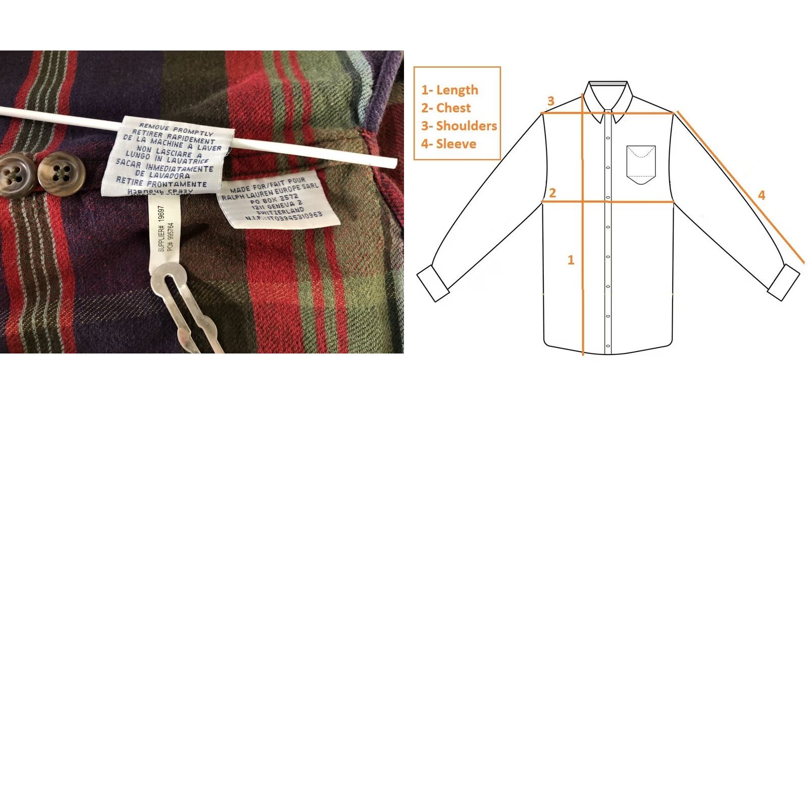 Ralph Lauren Ralph Lauren Shirt Men Multicolor Cotton Check Button-Up Long Sleeve Brushed Classic Fit Size M Size US M / EU 48-50 / 2 - 9 Thumbnail