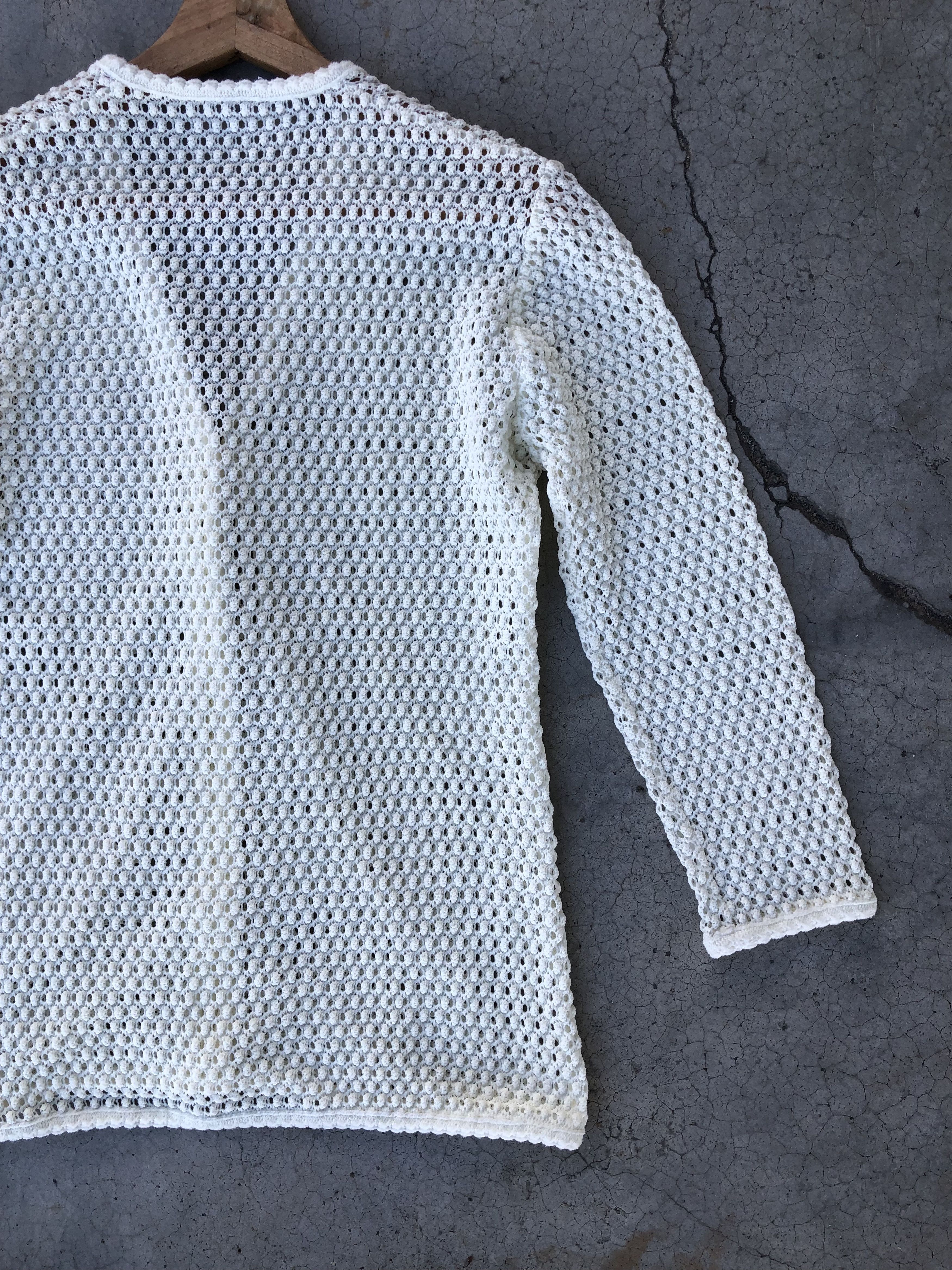 Aran Isles Knitwear × Designer Cardigan Crochet Mesh Net Sexy Jumper/Memeri Pattern Size US XS / EU 42 / 0 - 7 Thumbnail