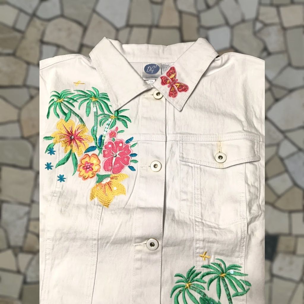 Vintage Diane Gilman DG2 Floral Printed Lightweight Bomber Jacket White 2X Women Jacket Bomber Lightweight Floral White 2X Womens Size XXL / US 16-18 / IT 52-54 - 1 Thumbnail