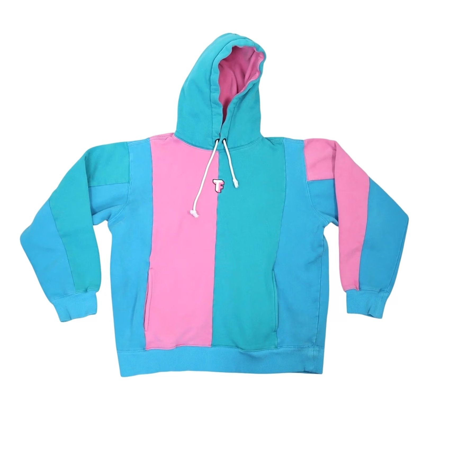 Teddy Fresh Teddy Fresh Hoodie Pullover Mens L Colorblock Blue Teal Pink Pocket Long Sleeve Cotton Polyester Size US L / EU 52-54 / 3 - 2 Thumbnail