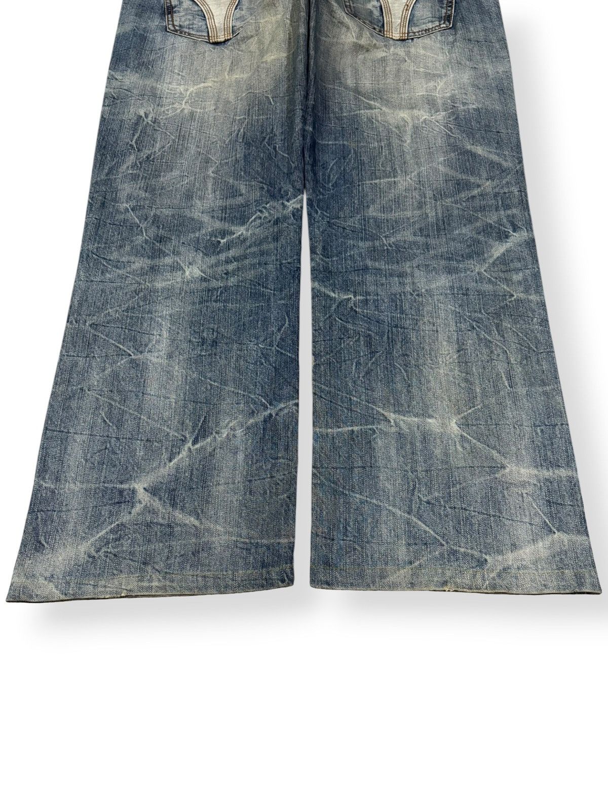 Beauty Beast Japanese Brand Double Waist Cracked Mud Wash Baggy Jeans Size US 34 / EU 50 - 11 Thumbnail