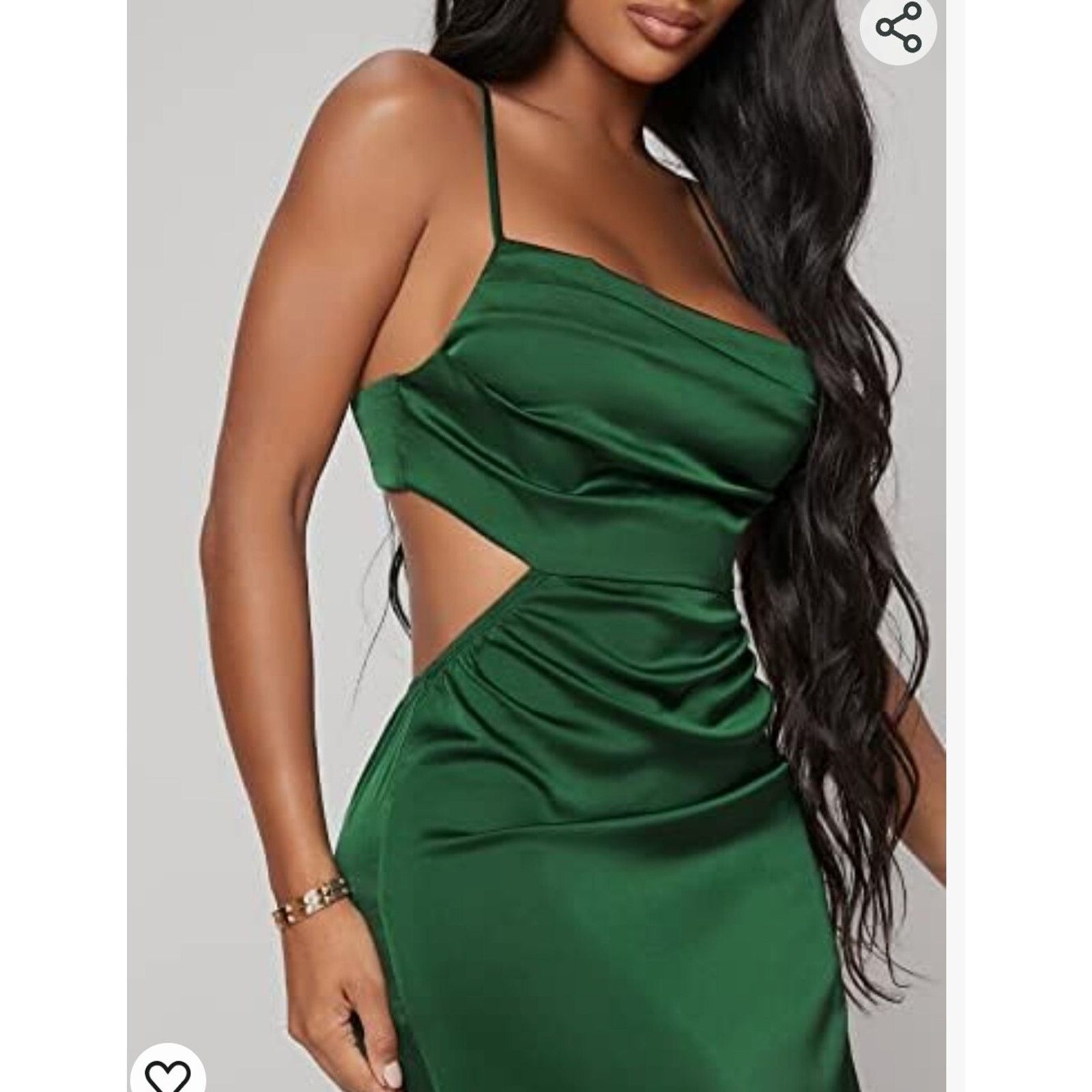 Shein SHEIN BAE Cutout Low Back Green Satin Bodycon Dress XS 2-4 Size XS / US 0-2 / IT 36-38 - 3 Thumbnail