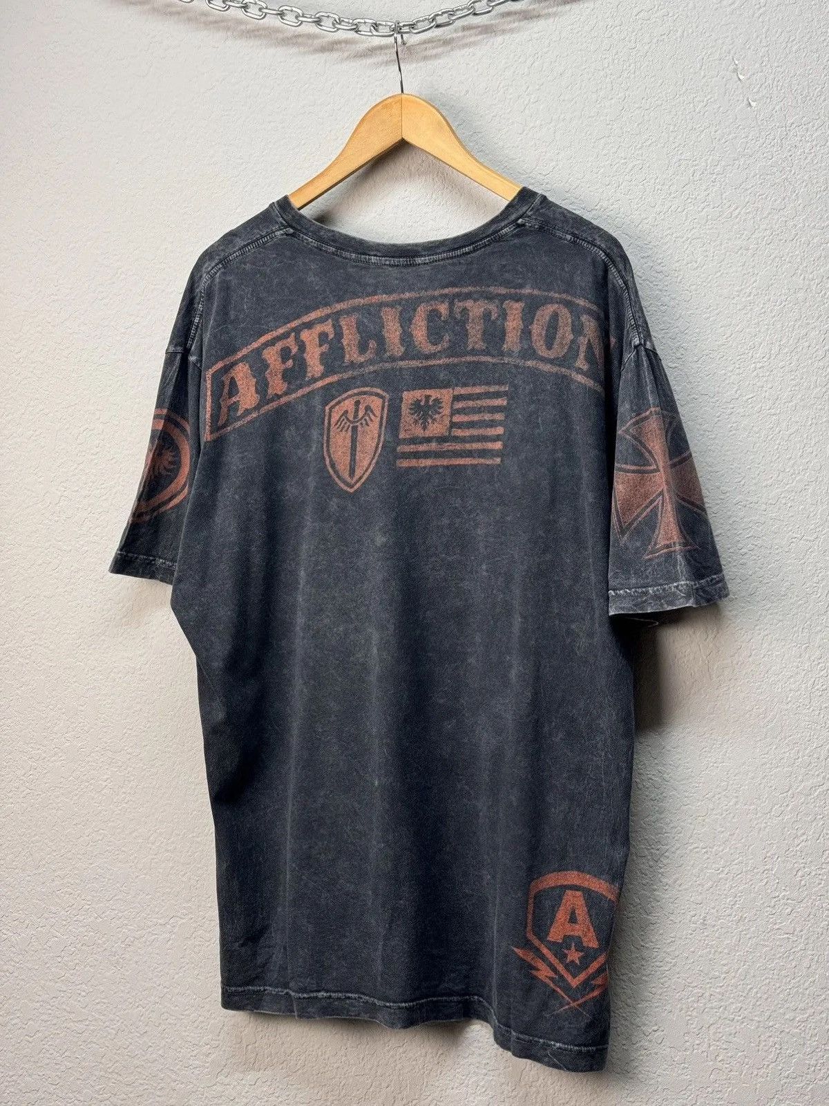 Affliction × Ed Hardy × Gotcha Vintage Affliction Double Skull Black T Shirt Japan Size US XL / EU 56 / 4 - 9 Thumbnail