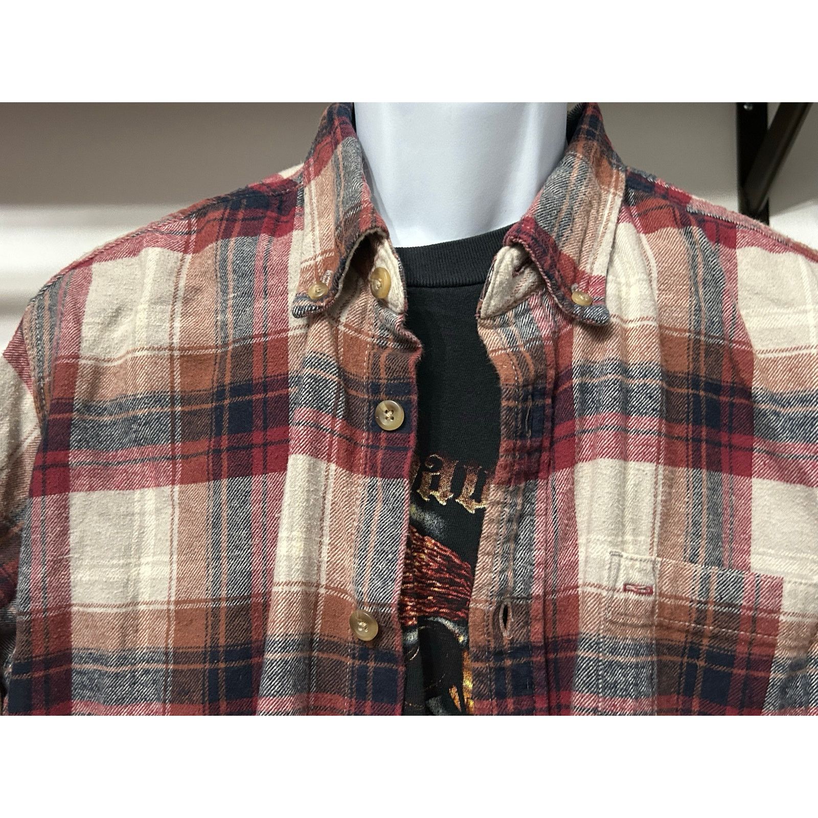 Other Vintage Podium Sports Brown Red Navy Flannel Shirt Men’s XL Size US XL / EU 56 / 4 - 3 Thumbnail
