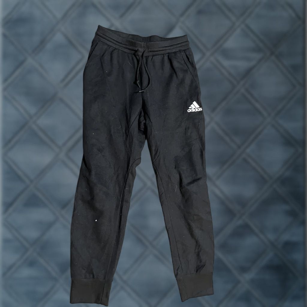 Adidas Adidas Basketball Club Mens Joggers Sweatpants Athletic Training Small Black Cotton Blend Fleece Pockets Side Stripe Adjustable Waist Size US 29 - 1 Thumbnail