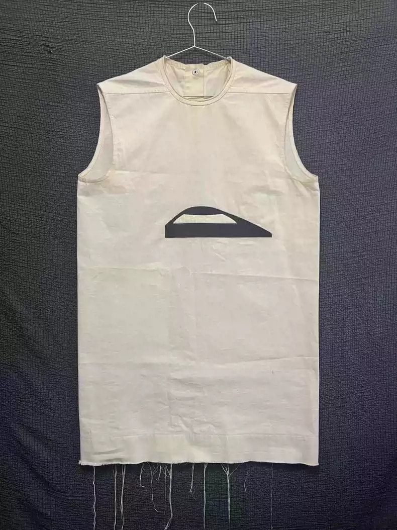 Rick Owens 16ss Show Main Line Fringed Cyclops Embroidered Short Sleeve vest
