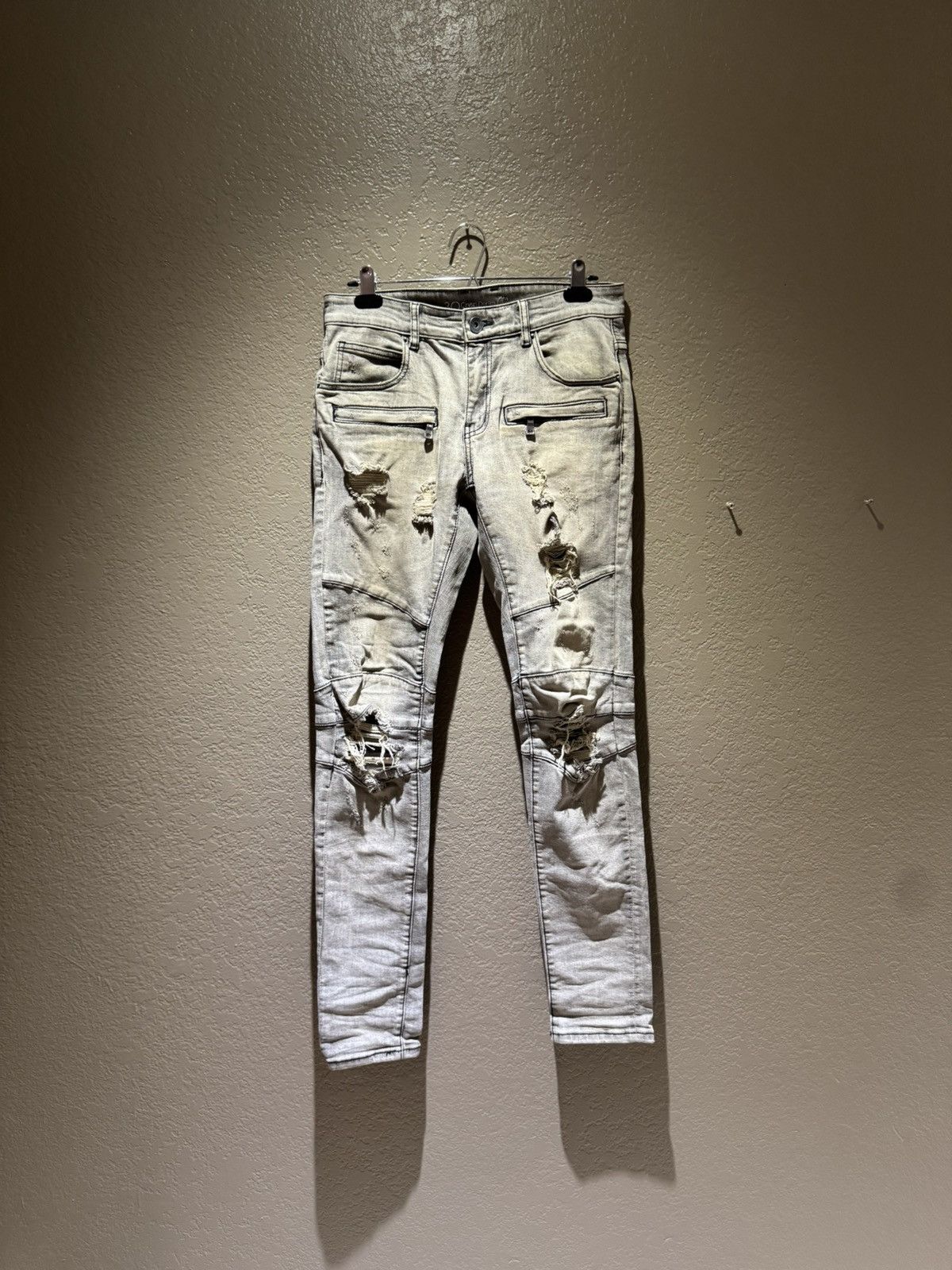 Crysp Denim Crysp Denim Skinny Slim Biker Rocker Denim Aged Wash 30 Size US 30 / EU 46 - 1 Thumbnail