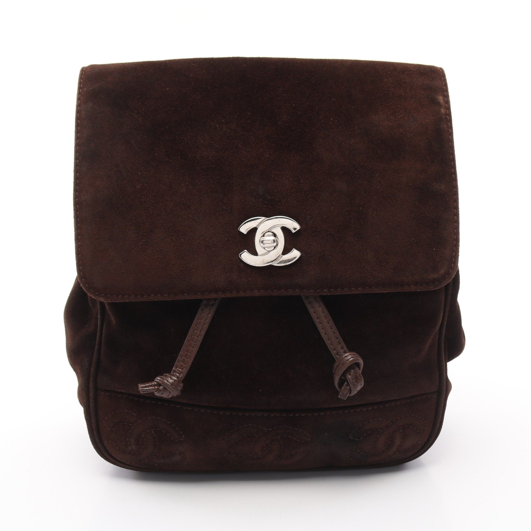 Chanel Chanel Coco Mark Rucksack Suede Brown Silver Hardware Size ONE SIZE - 1 Thumbnail