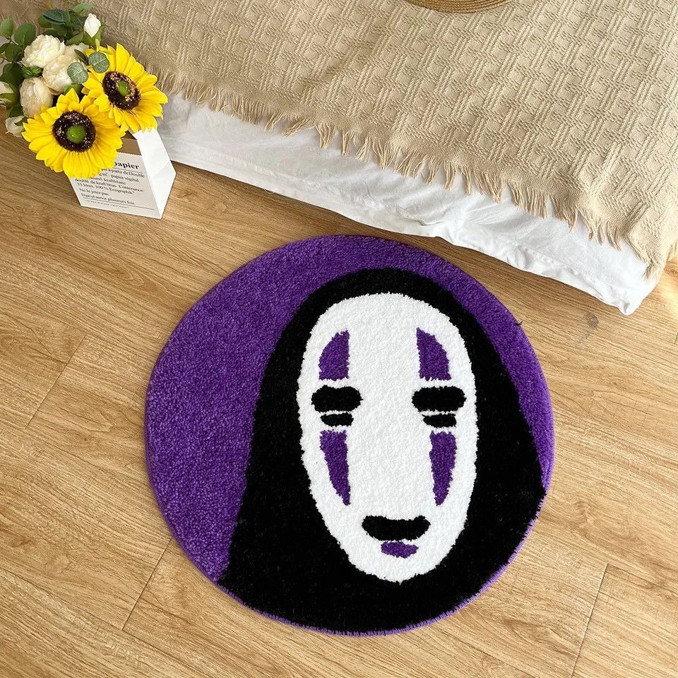 Japanese Brand × Vintage Handmade Tufted Rug Soft Smile Face Carpet 60x60cm Size ONE SIZE - 3 Thumbnail
