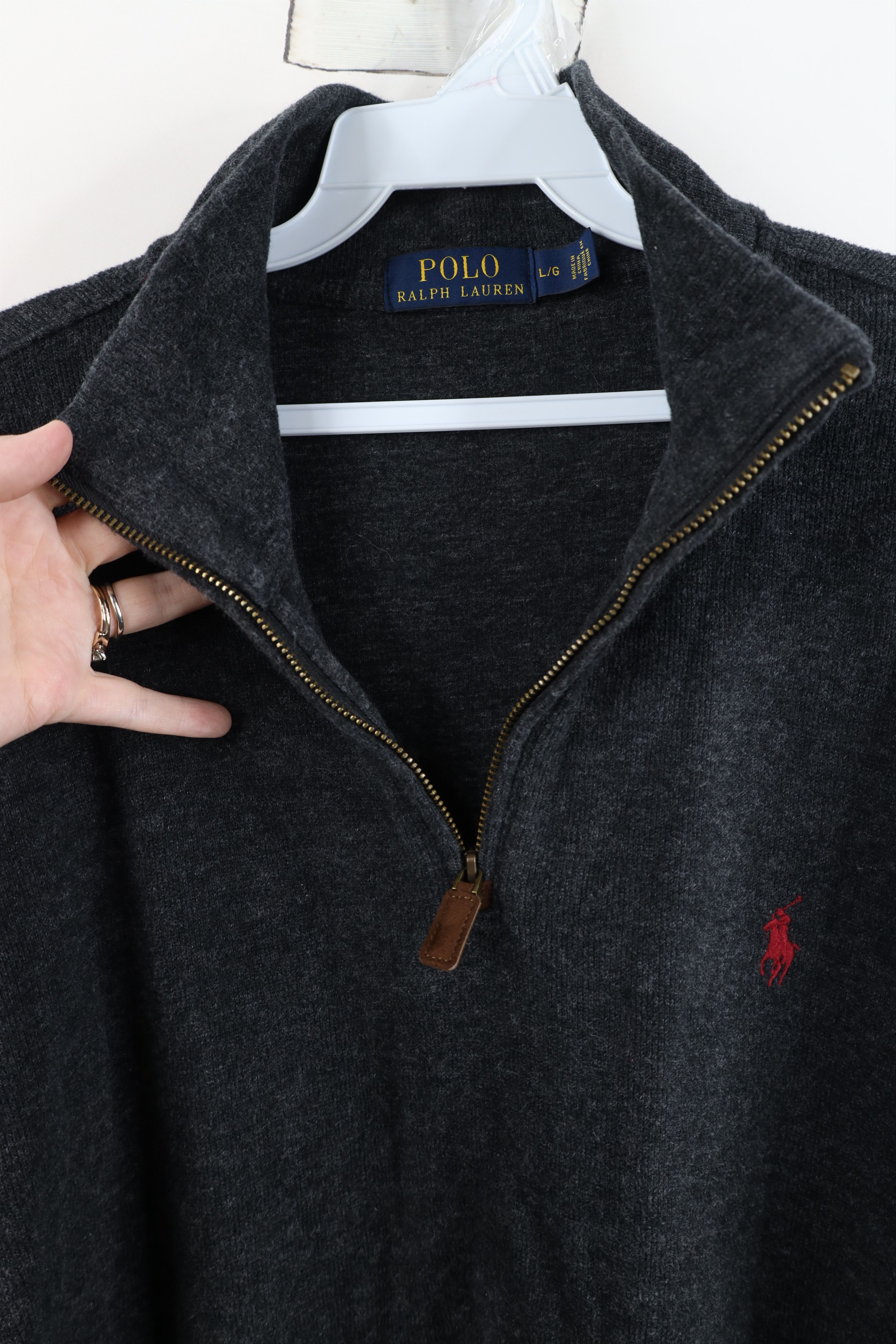 Ralph Lauren Vintage Ralph Lauren Knit Half Zip Sweater Charcoal Gray Size US L / EU 52-54 / 3 - 5 Thumbnail