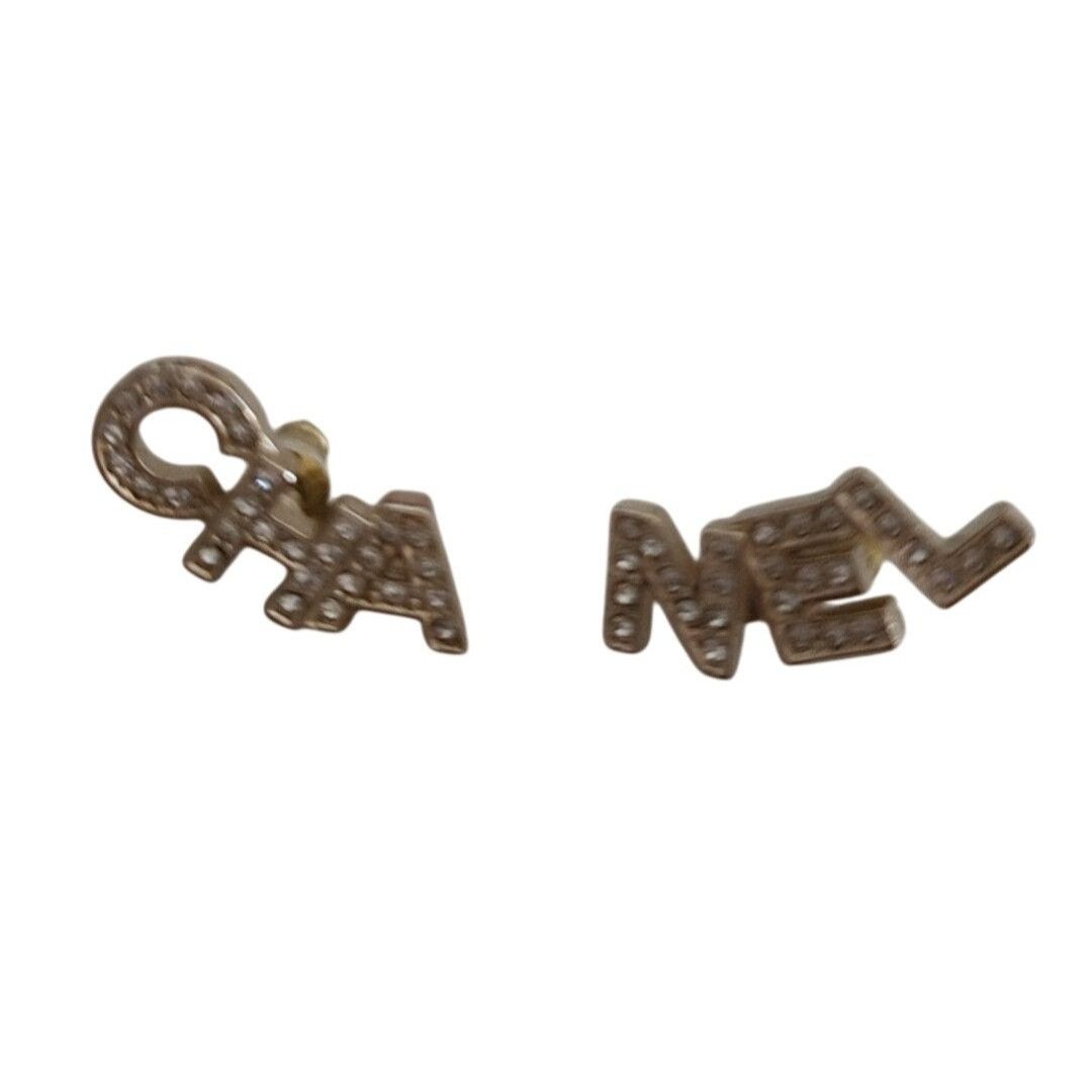 Chanel Chanel Crystal-Encrusted CHA & NEL Gold-Tone Earrings With O Size ONE SIZE - 3 Thumbnail