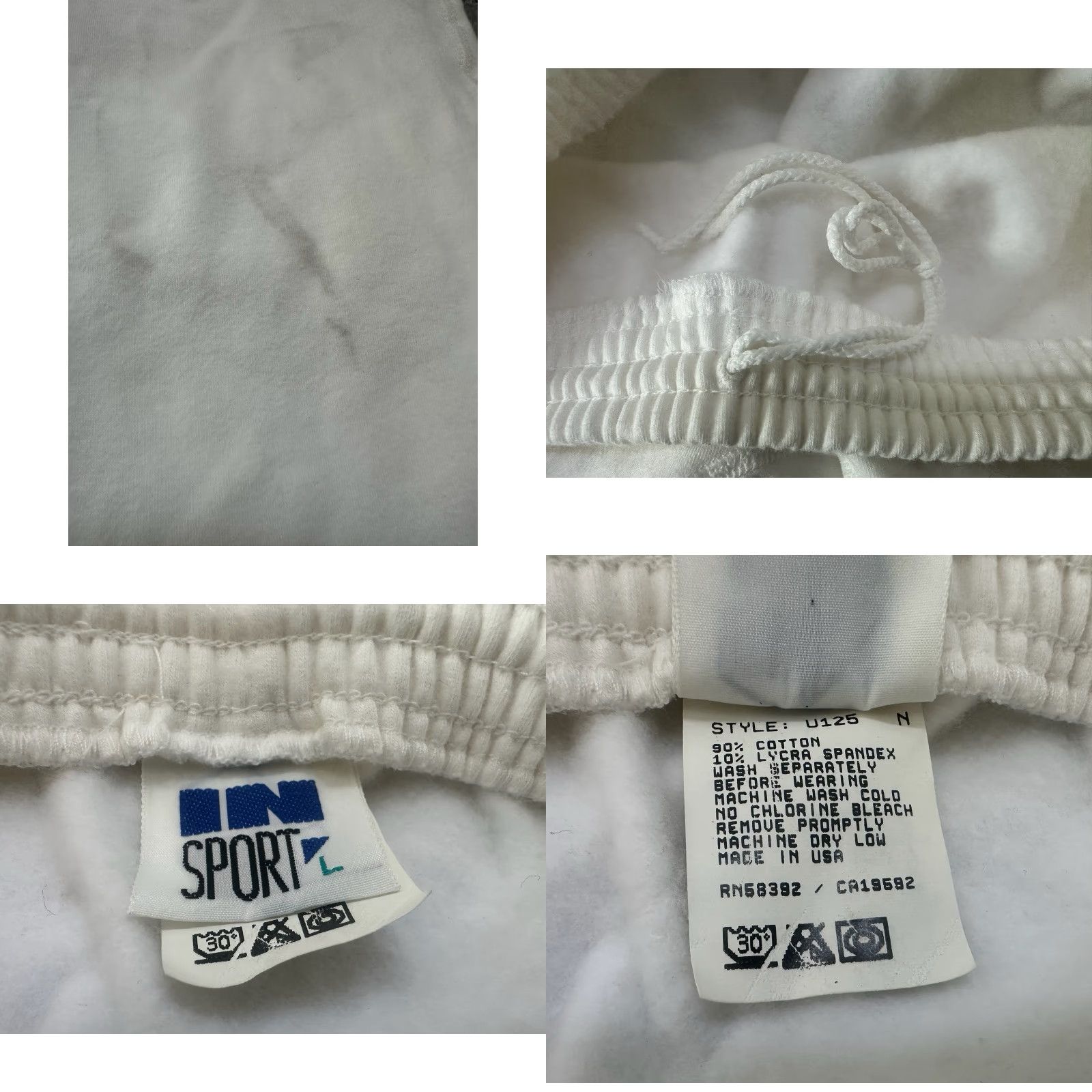 Vintage VINTAGE In Sport Athletic Shorts Mens L White 90s Deadstock NWT Made in USA Knit Drawstring Waist 12” Inseam 12” Rise 12” Leg Opening Mens Size US 33 - 8 Thumbnail