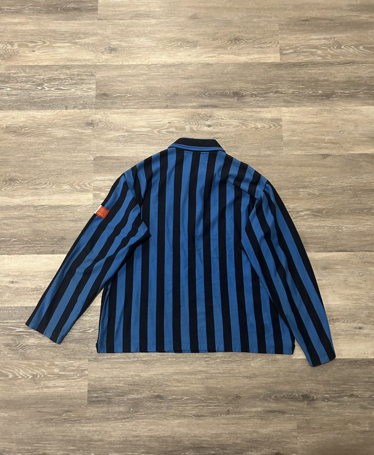 Martine Rose Martine Rose SS19 Blue & Black Half Zip L/S Stripe Polo Size US S / EU 44-46 / 1 - 2 Thumbnail