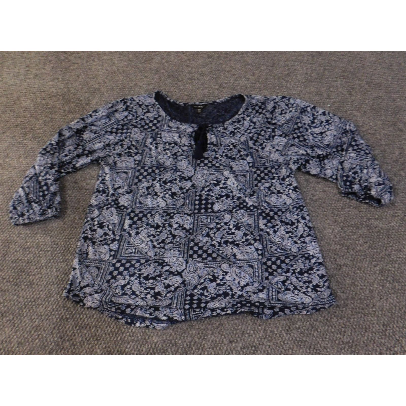 Lucky Brand Lucky Brand Blouse Womens M Blue Paisley Boho Peasant Top Shirt Casual Womens M Blue Paisley Peasant Top Size M / US 6-8 / IT 42-44 - 4 Thumbnail