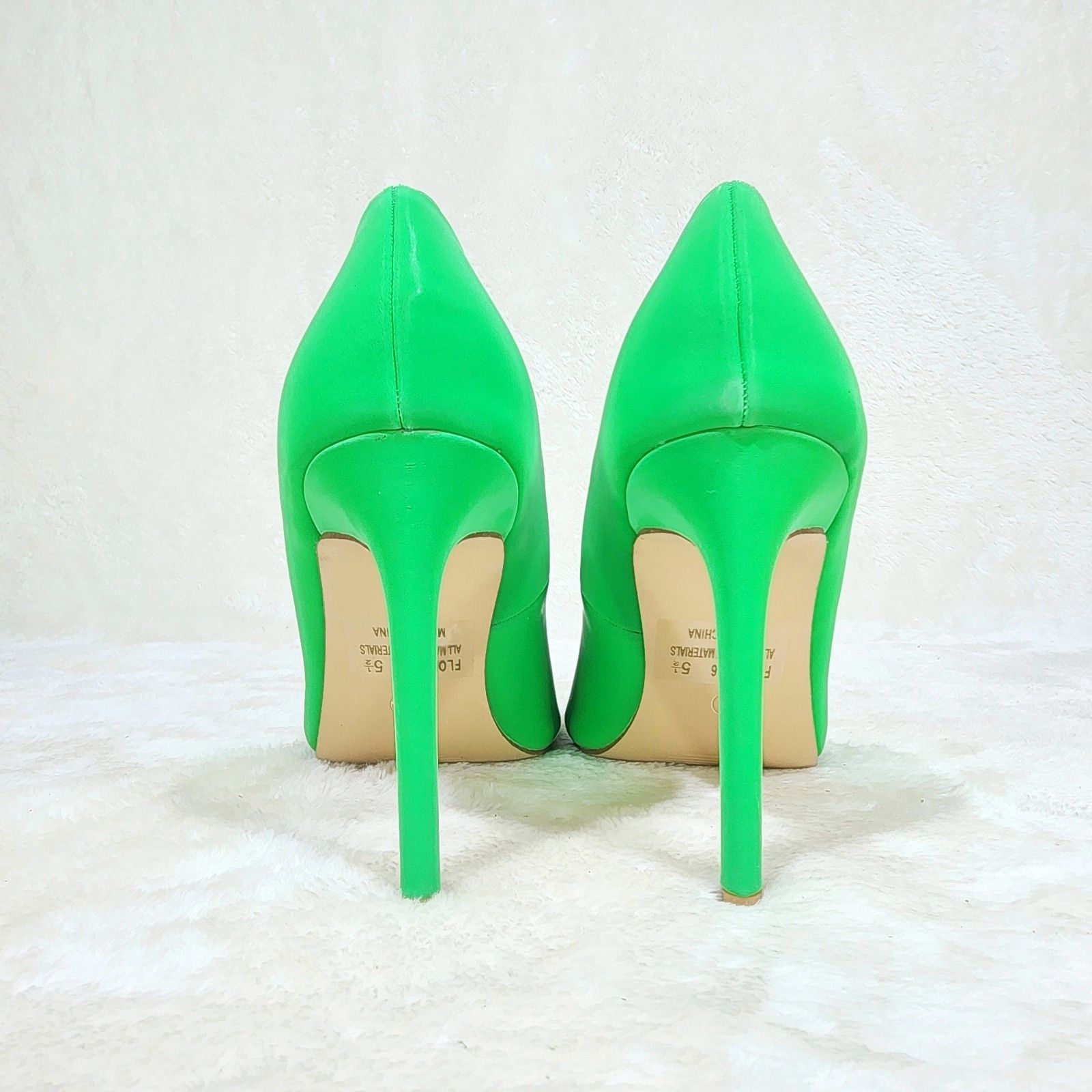 Other Bright Green High Heel Stiletto Pumps Evening Party Shoes Size US 9 / IT 39 - 2 Thumbnail