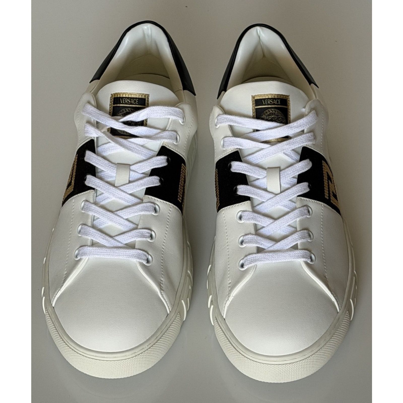Versace Versace Greek key White/Black Leather Sneakers 13 US 1014460 Size US 13 / EU 46 - 6 Thumbnail