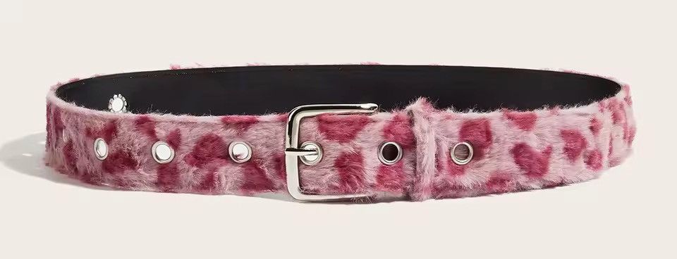 Japanese Brand Y2K Grunge Fluffy Fur Leopard Print Grommet Belt Size ONE SIZE - 4 Thumbnail