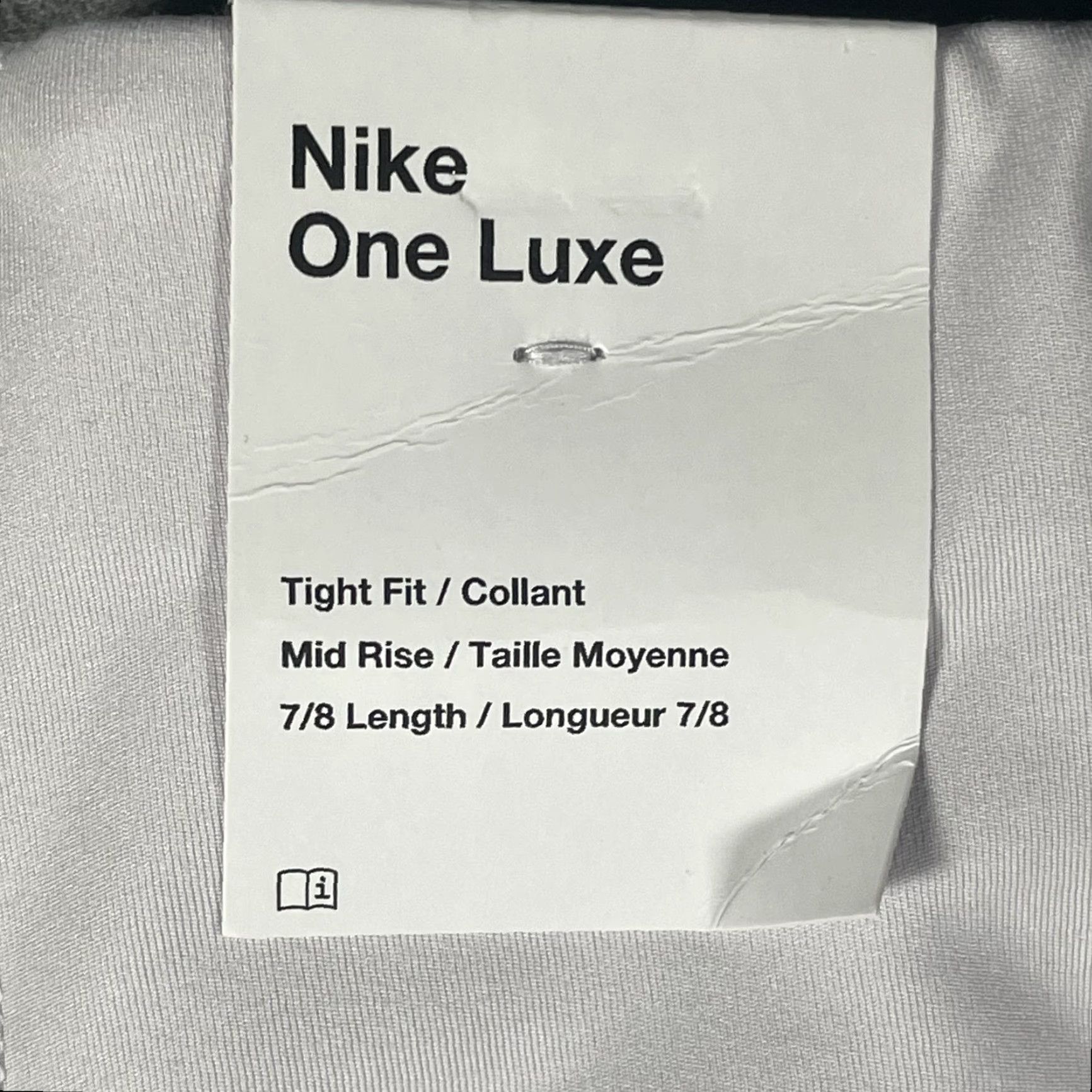 Nike VINTAGE Nike Leggings Womens 2X White One Luxe Dri-FIT Mid Rise Leggings Serena Script Black? Size 40" / US 18 - 7 Thumbnail