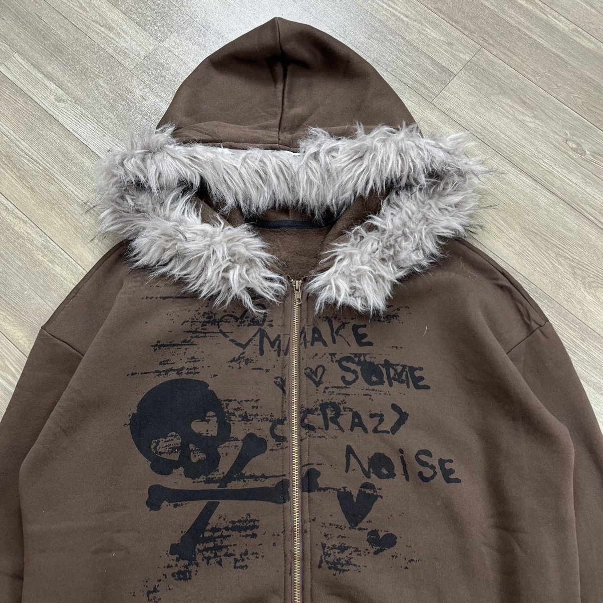 If Six Was Nine 2000s Shein Skulls Poem Fur Zip Hoodie I6was9 Lgb Style Size US M / EU 48-50 / 2 - 2 Thumbnail