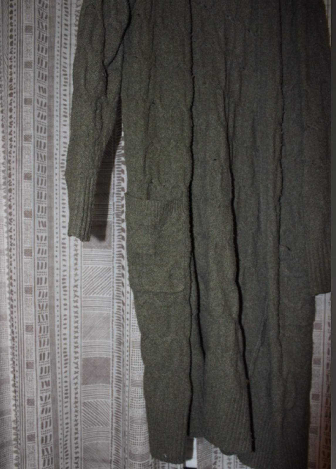 Other Pink Rose Long Olive Green Cable Knit Cardigan w Pockets S Size S / US 4 / IT 40 - 3 Thumbnail