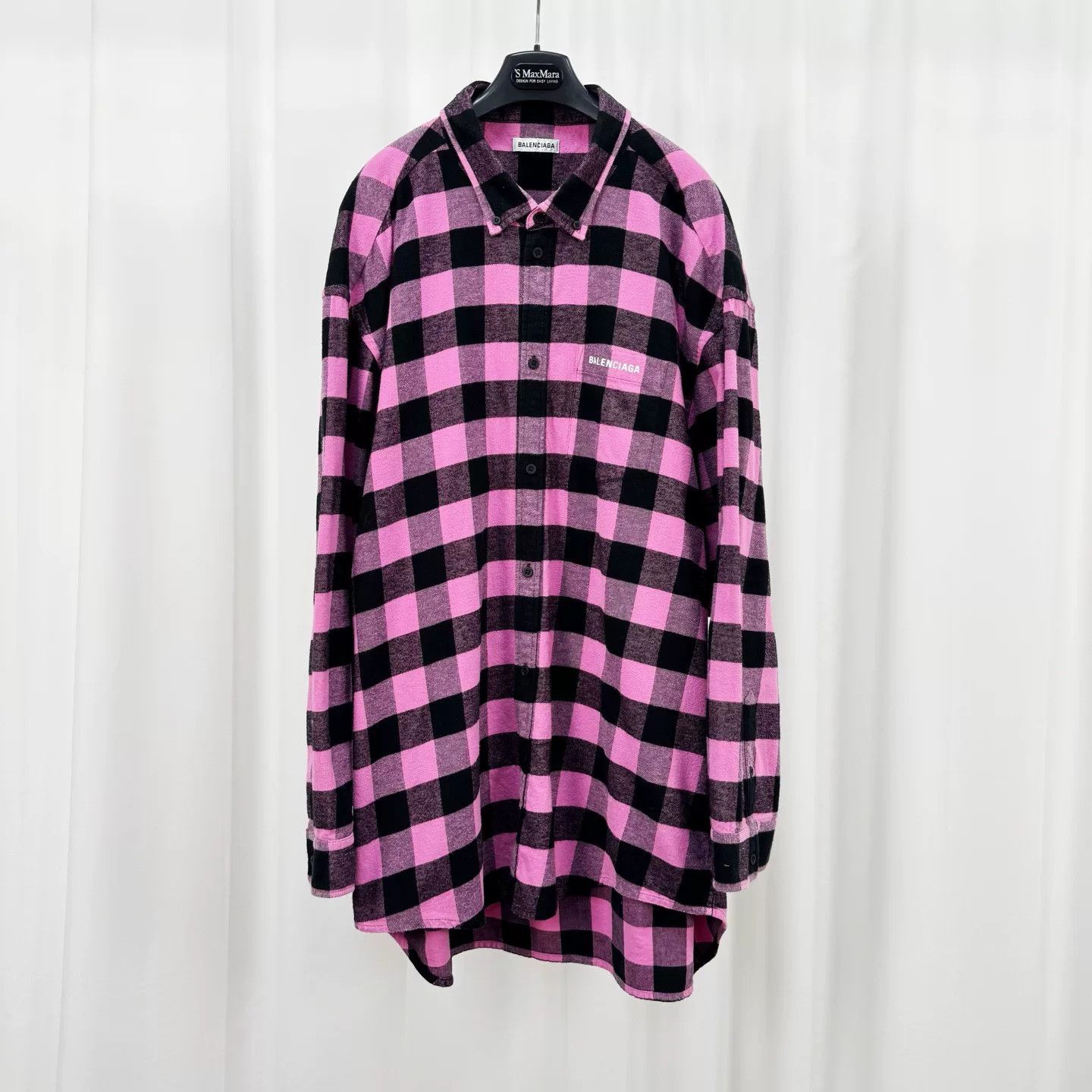 balenciaga pink checkered shirt jacket
