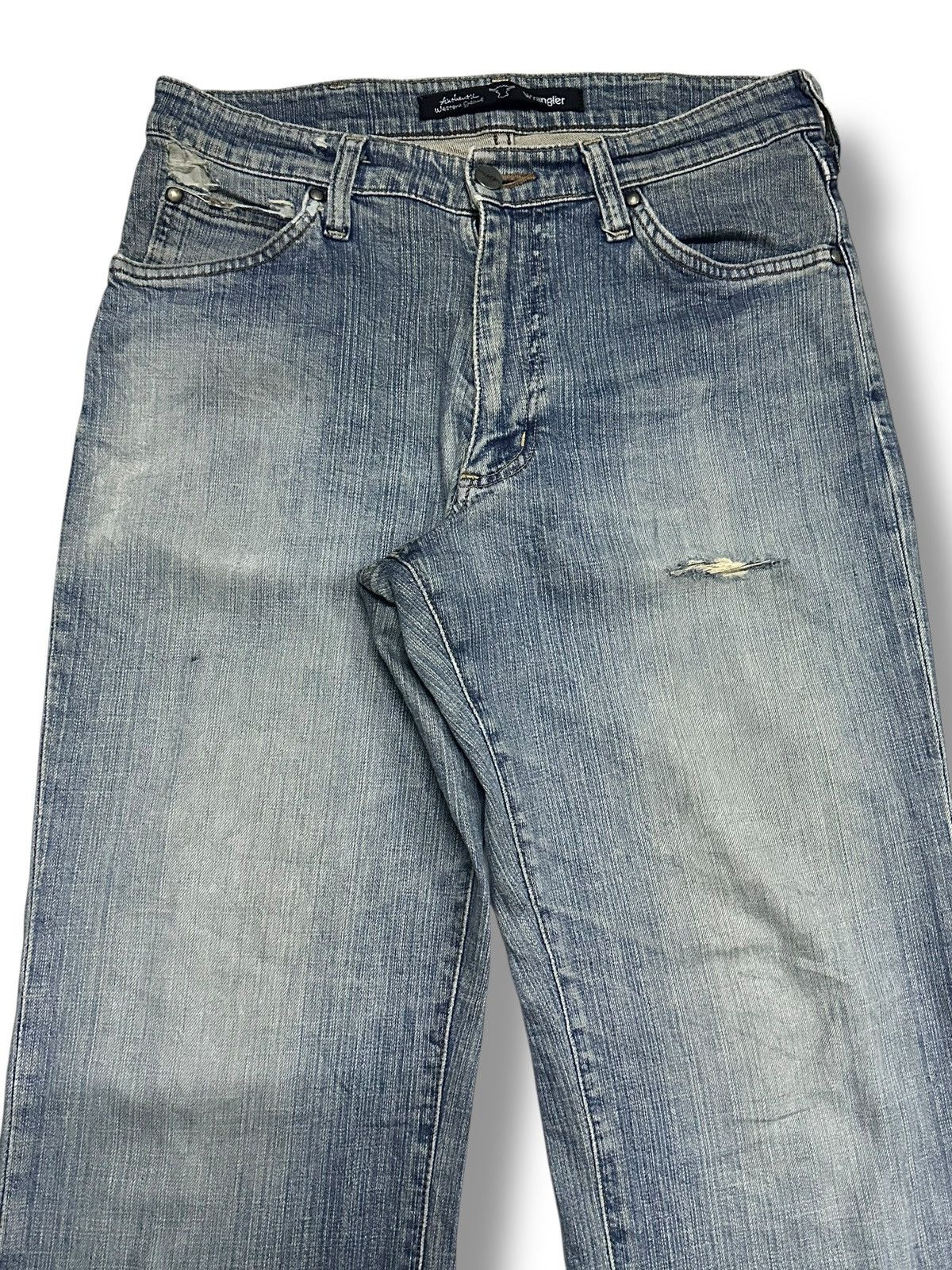 Japanese Brand Wrangler Rare Silver Colour Wideleg Style and Faded Wash Size US 30 / EU 46 - 4 Thumbnail