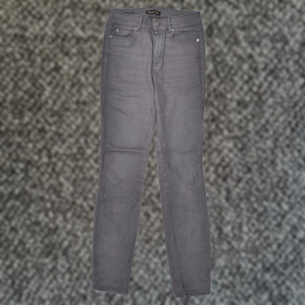 Massimo Dutti MASSIMO DUTTI Womens Skinny Casual Trousers Grey Cotton W24 L29 Size 42" / US 20 - 1 Thumbnail