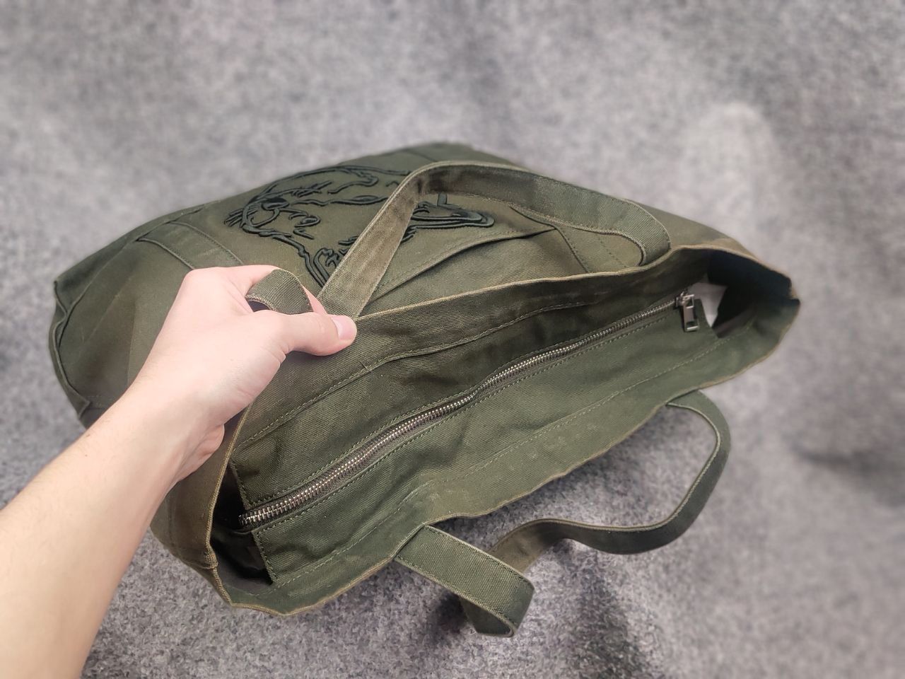 Maison Kitsune Maison Kitsuné Tote Fox Shopper Zip Bag Green Faded Color Size ONE SIZE - 17 Thumbnail