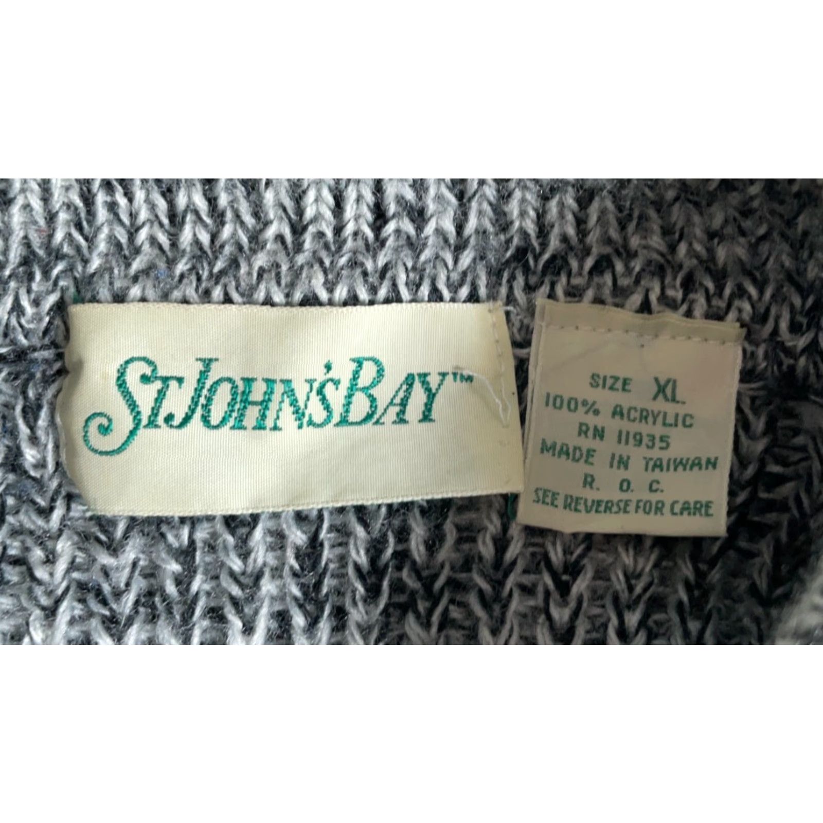 Vintage VINTAGE St. John's Bay Chunky Knit Henley Sweater Mens L Gray Blue Stripe Collared 90s Preppy Size US L / EU 52-54 / 3 - 3 Thumbnail