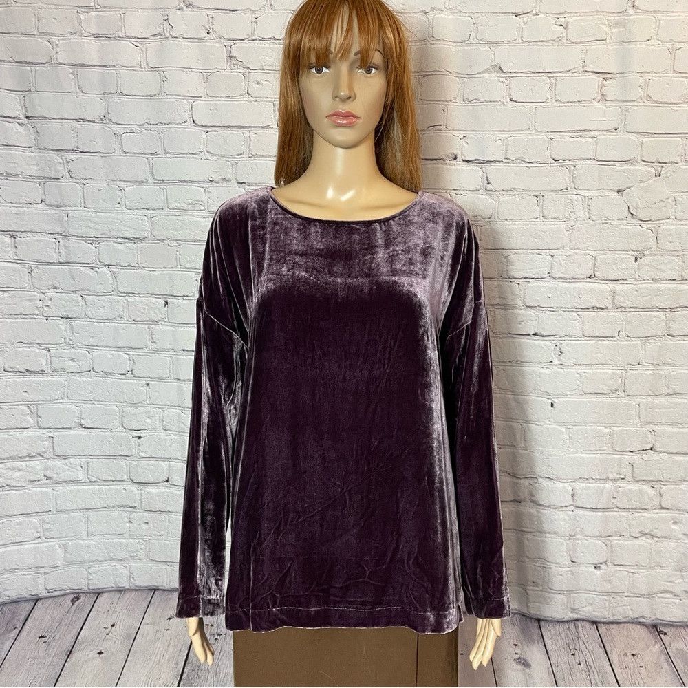 J. Jill NWT New $199 J. Jill Rayon Silk Velvet Long Sleeve Dark Fig Size M / US 6-8 / IT 42-44 - 2 Thumbnail