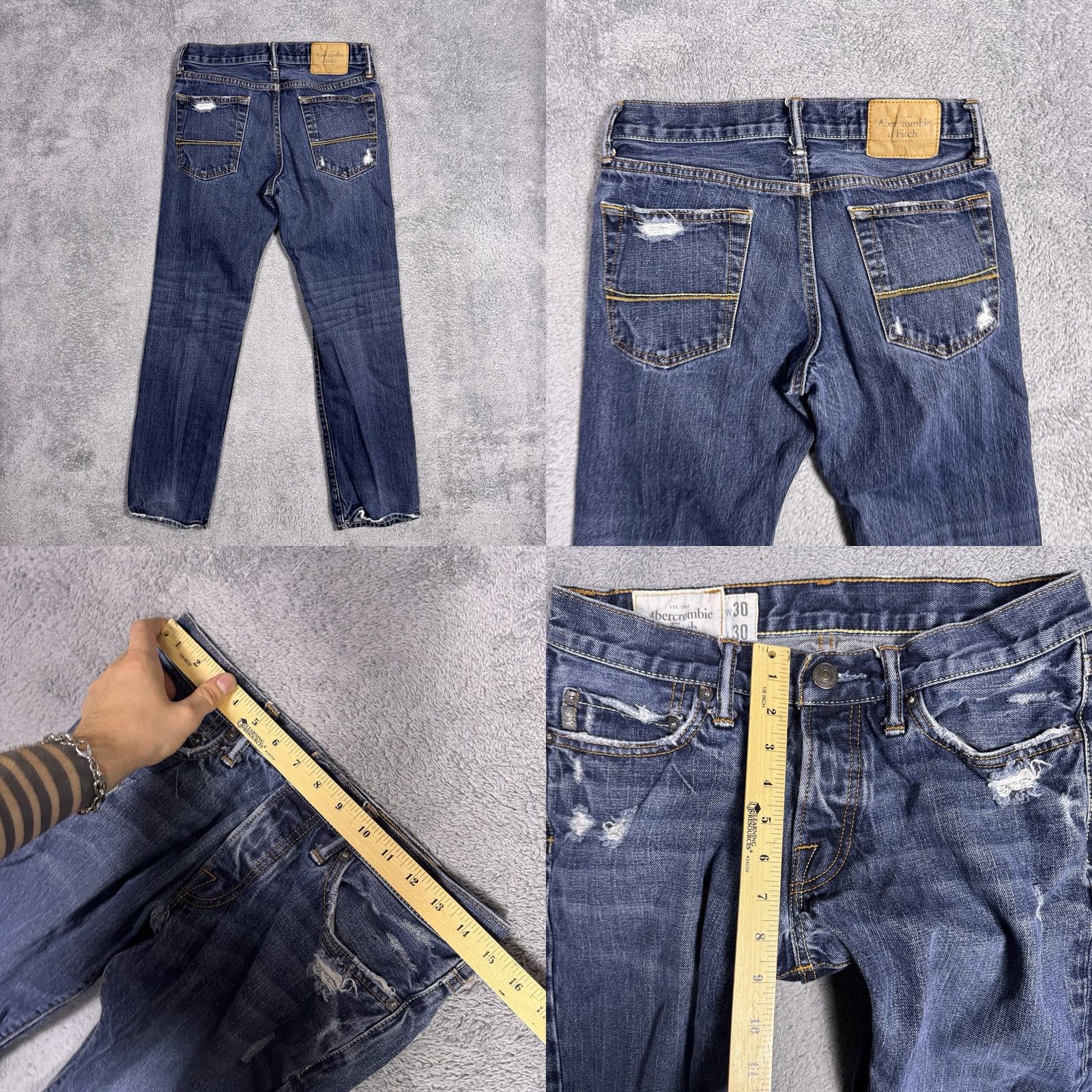 Abercrombie & Fitch VINTAGE Abercrombie & Fitch Jeans Mens 30x30 Slim Straight Indigo Distressed Size US 30 / EU 46 - 8 Thumbnail
