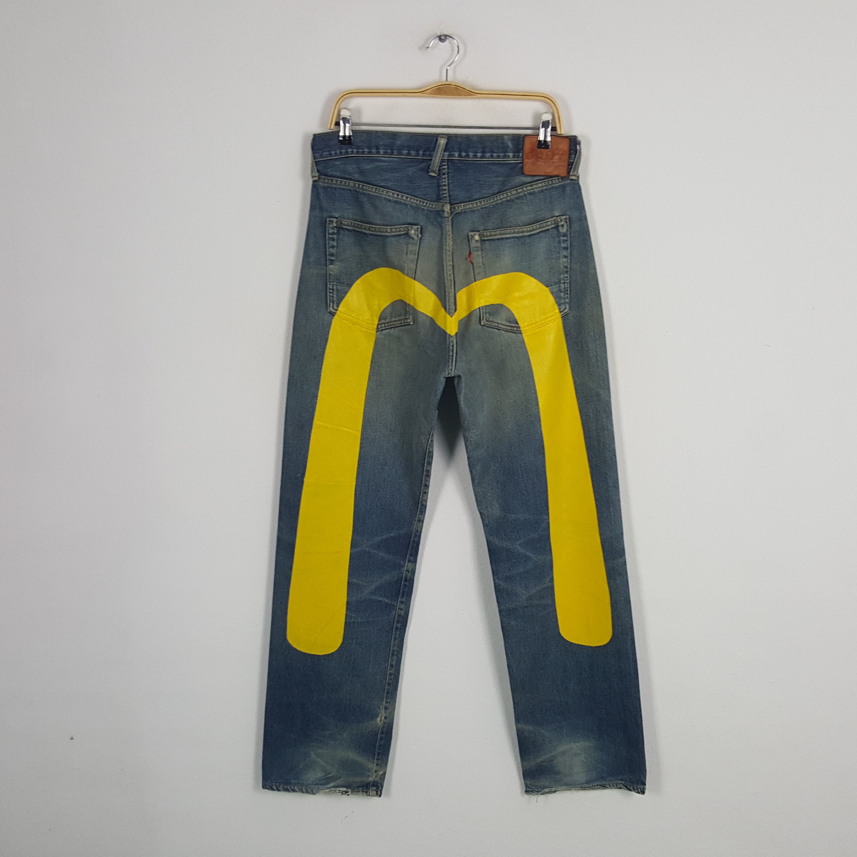 Japanese Brand × Vintage Vintage Evis Japanese Brand Daicocok Custom Art Denim Jeans Size US 31 - 1 Thumbnail
