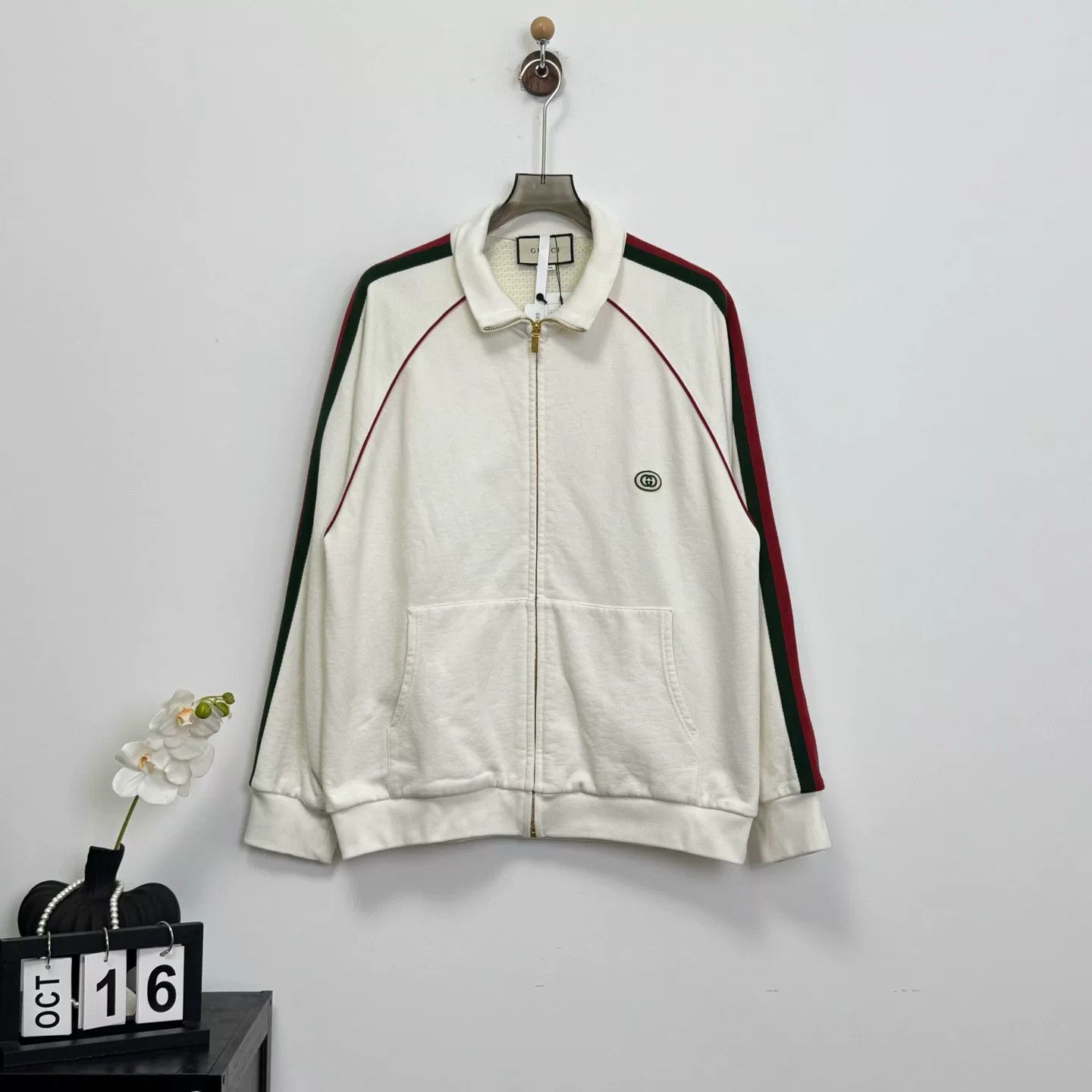 Gucci Gucci Red Green Stripe Logo Zip Jacket Size US L / EU 52-54 / 3 - 1 Thumbnail