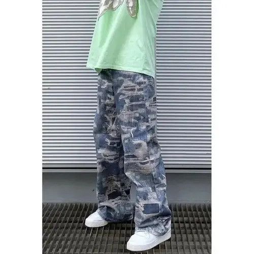 Jean Tie-dye Print Flared Wide-Leg Jeans Size US 29 - 1 Thumbnail