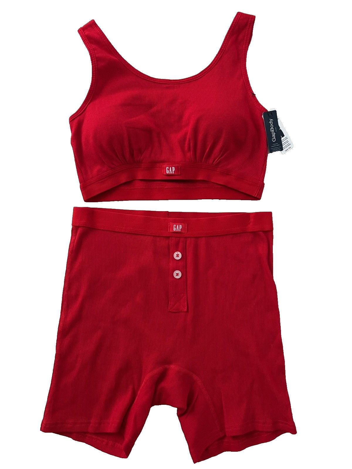 Gap Gap Body Rib Bralette & Shorts Red ( S ) Size 22" - 1 Thumbnail