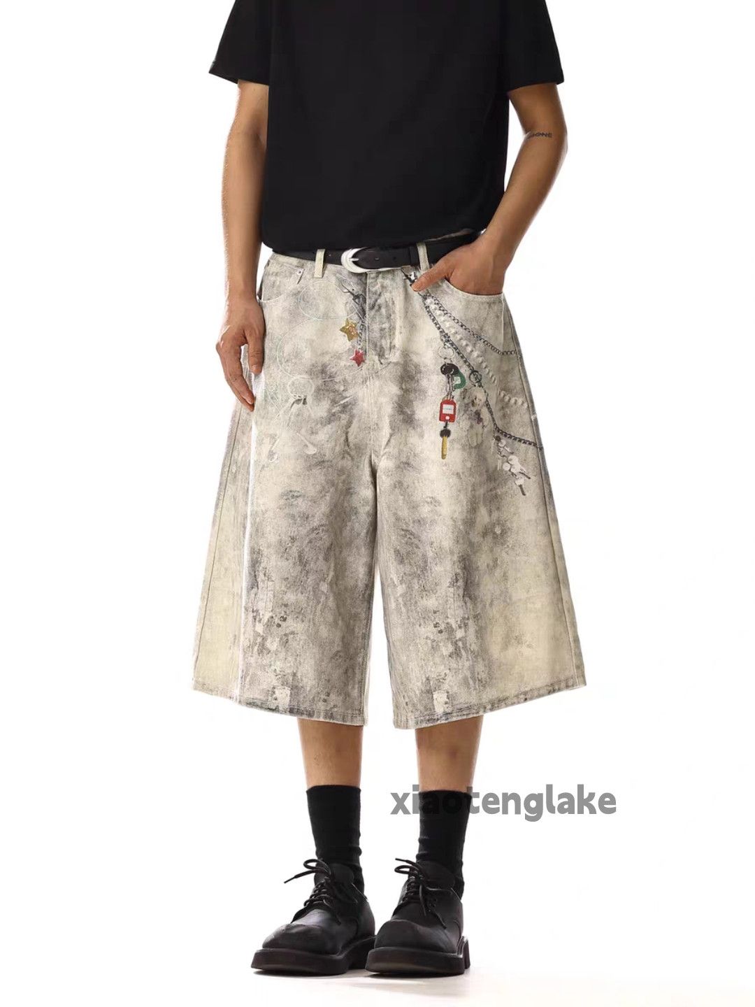 Vintage Unisex utility loose baggy stain paint grunge shorts Size US 28 / EU 44 - 3 Thumbnail