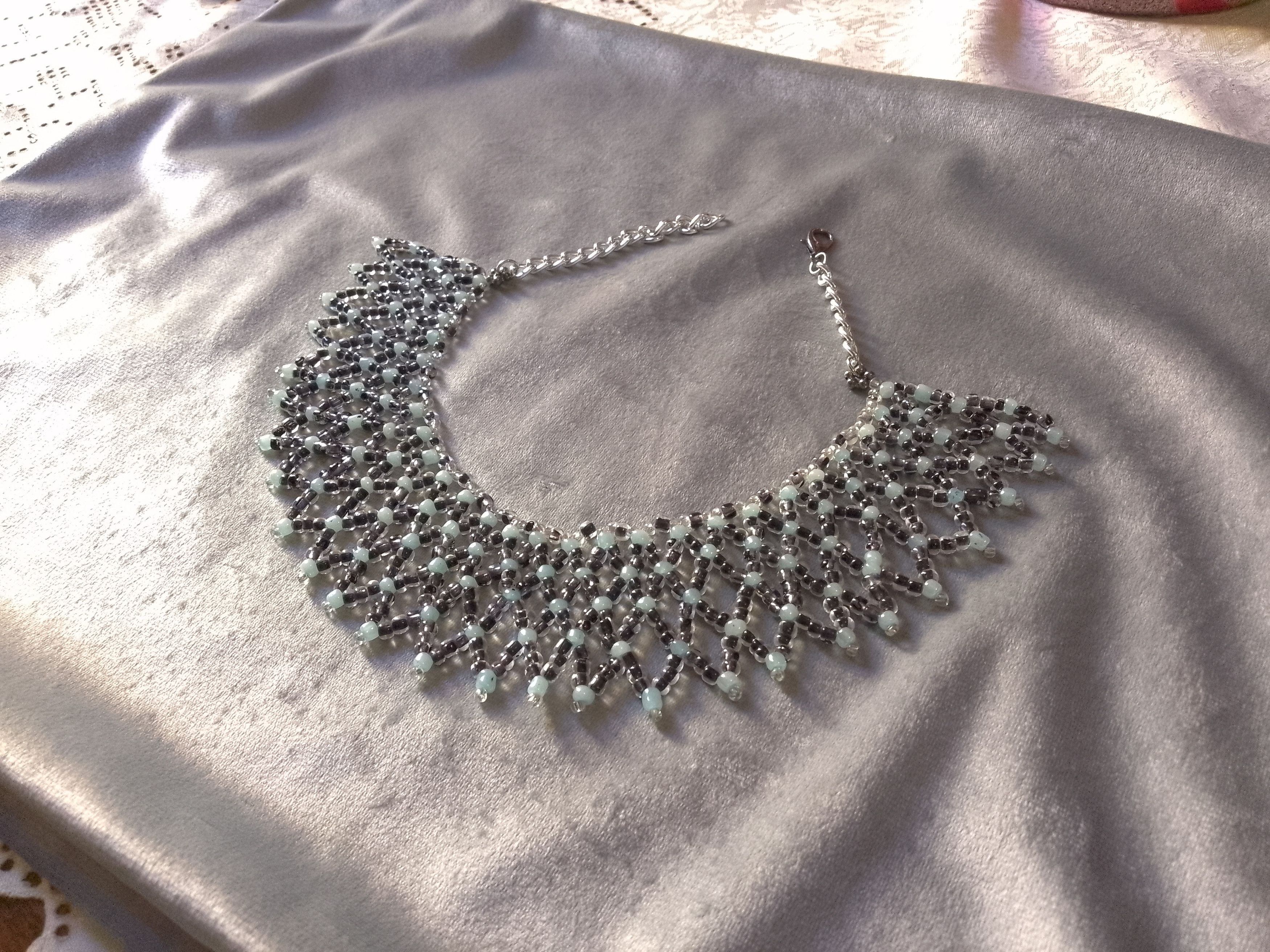 Handmade Necklace Netted Black Beaded Ethnic Egyptian Style Size ONE SIZE - 1 Thumbnail